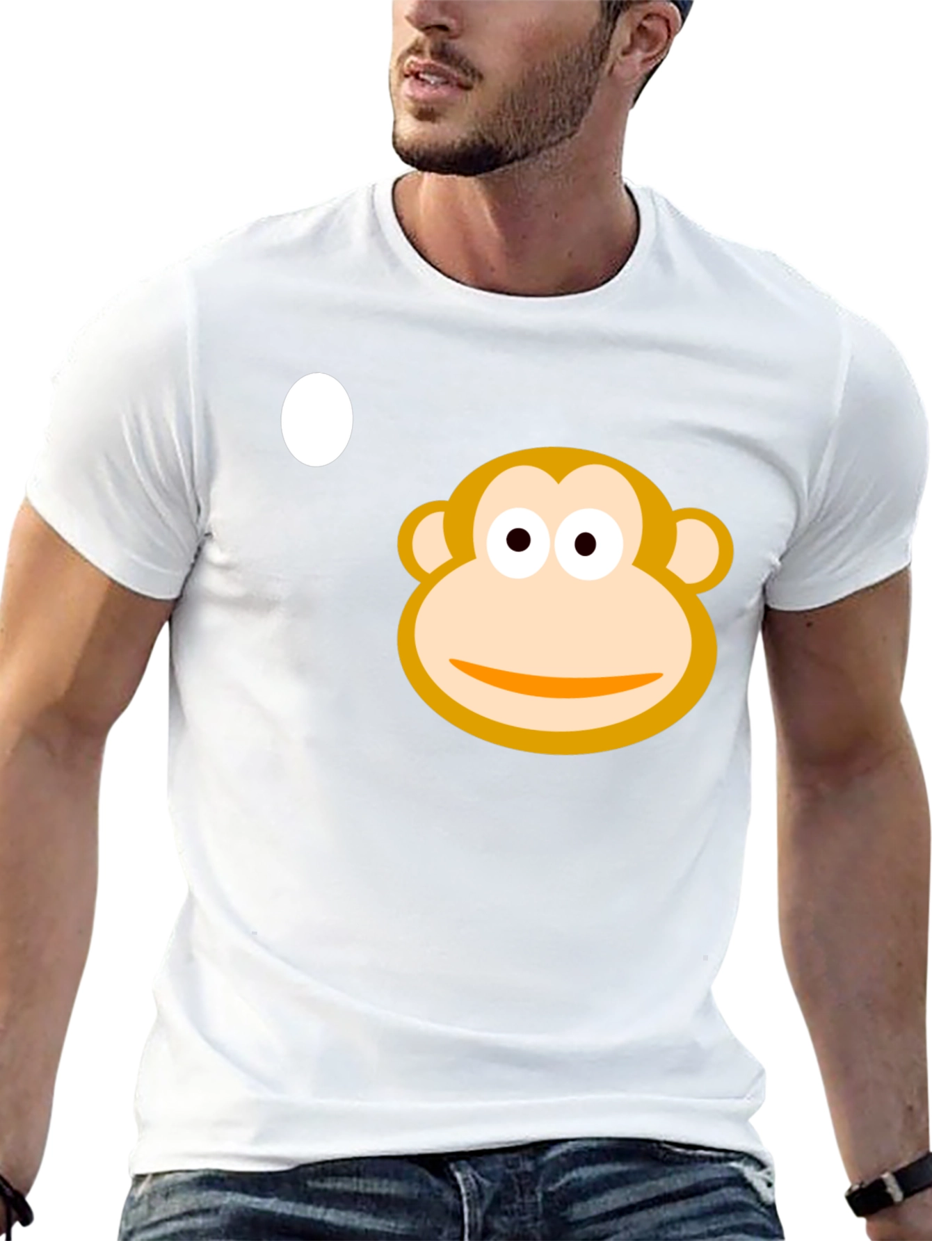 Monkey Face Graphic Tee - Black Cotton Casual T-Shirt