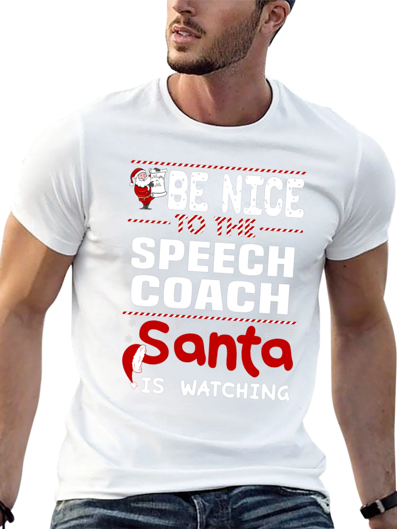 Funny Speech Coach Santa Watching Christmas T-Shirt