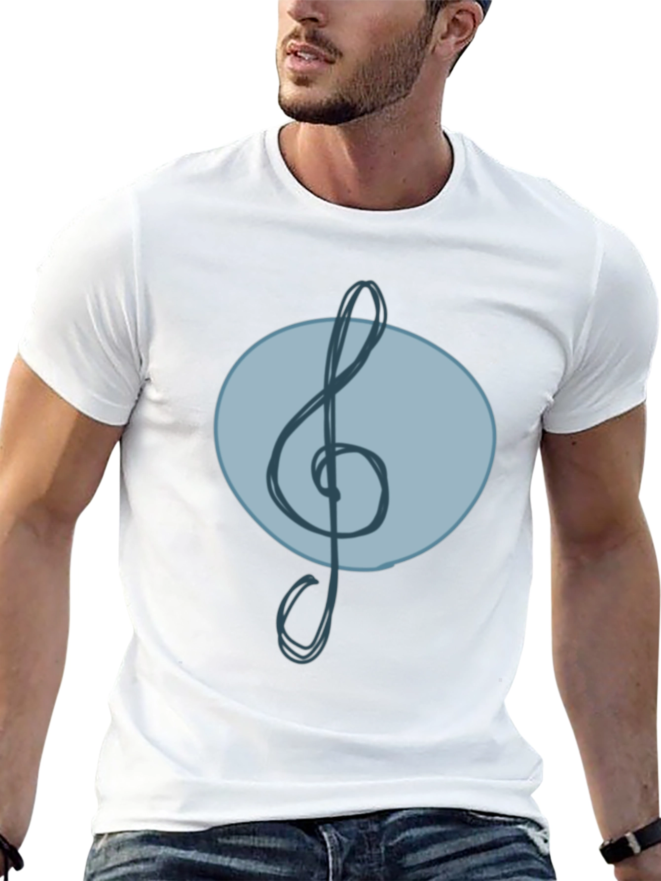 Treble Clef Graphic T-Shirt - Casual Black Tee