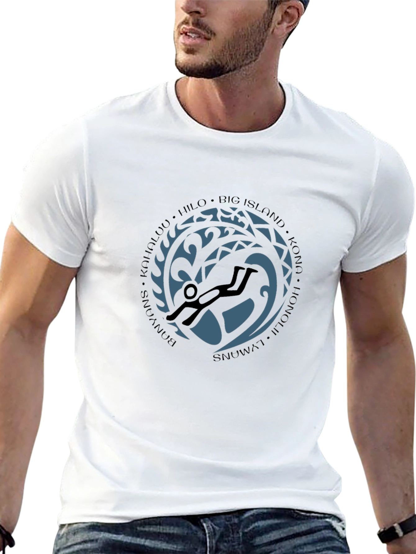 Big Island Hawaii Scuba Diver Black T-Shirt