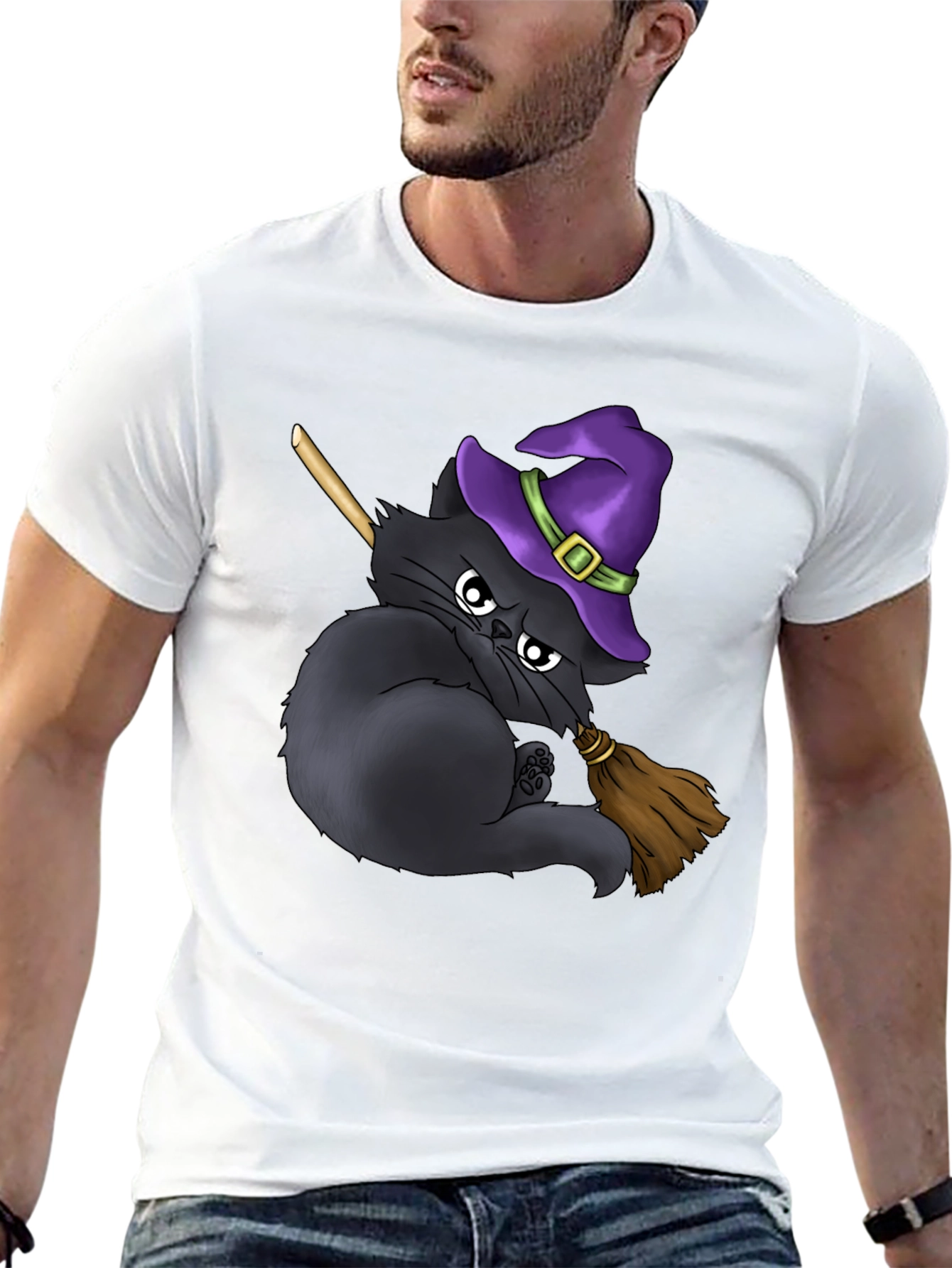 Witch Cat T-Shirt - Halloween Purrfection!