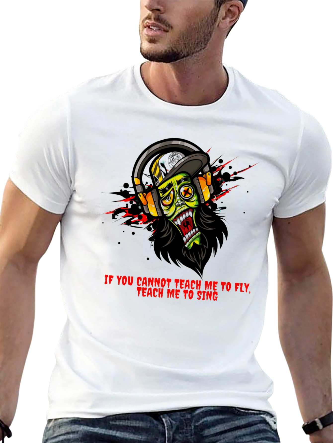 Zombie Headphone Graphic T-Shirt