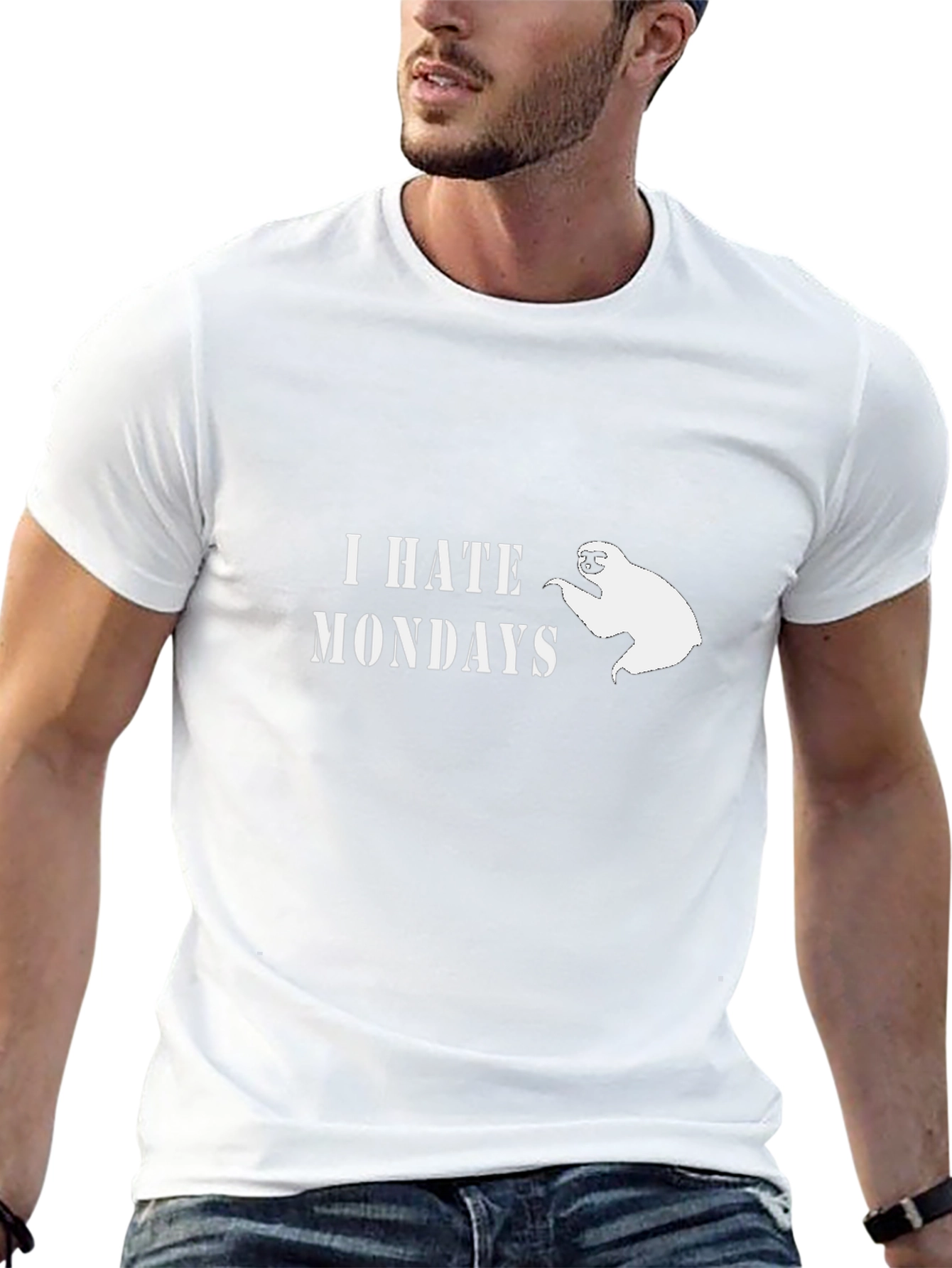 I Hate Mondays Sloth Graphic T-Shirt - Black