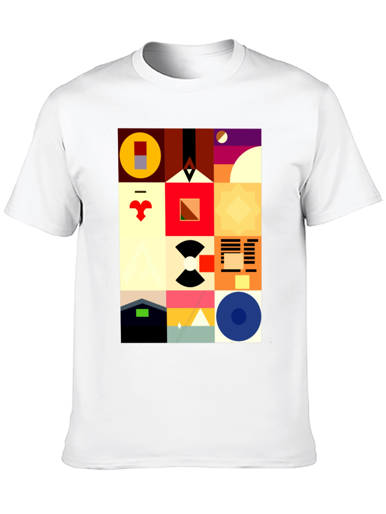 Abstract Geometric Pattern Black Tee