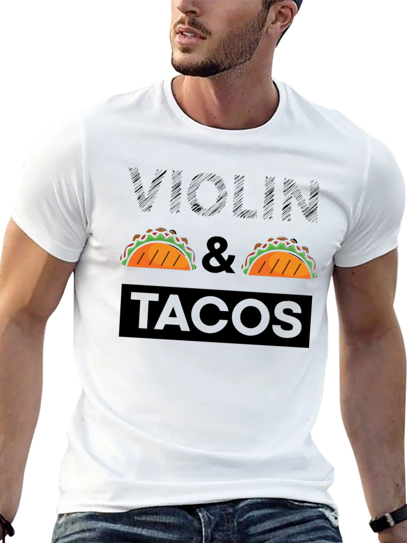 Violin & Tacos Black Graphic Tee