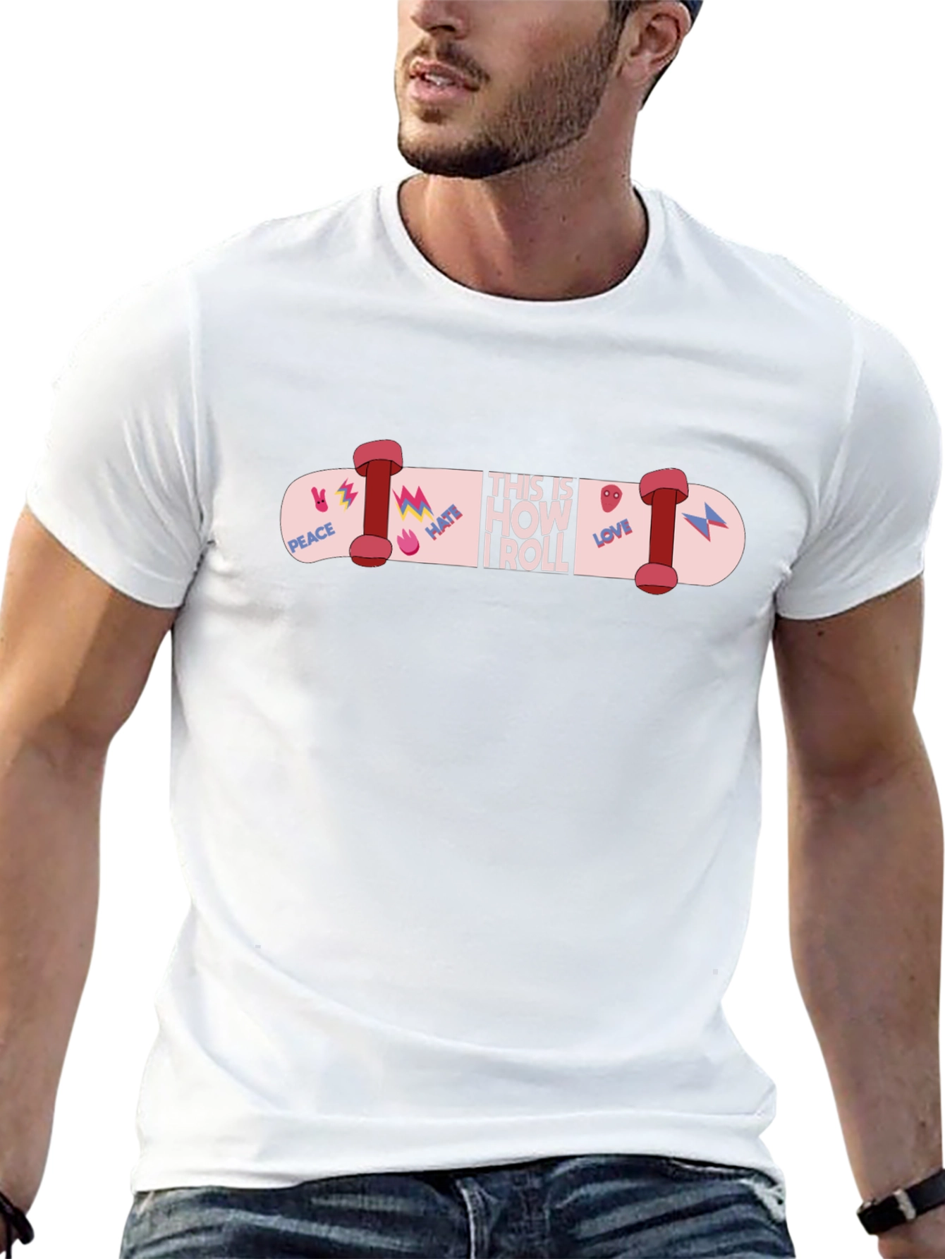 Skateboard Graphic T-Shirt - Peace Love Skate!