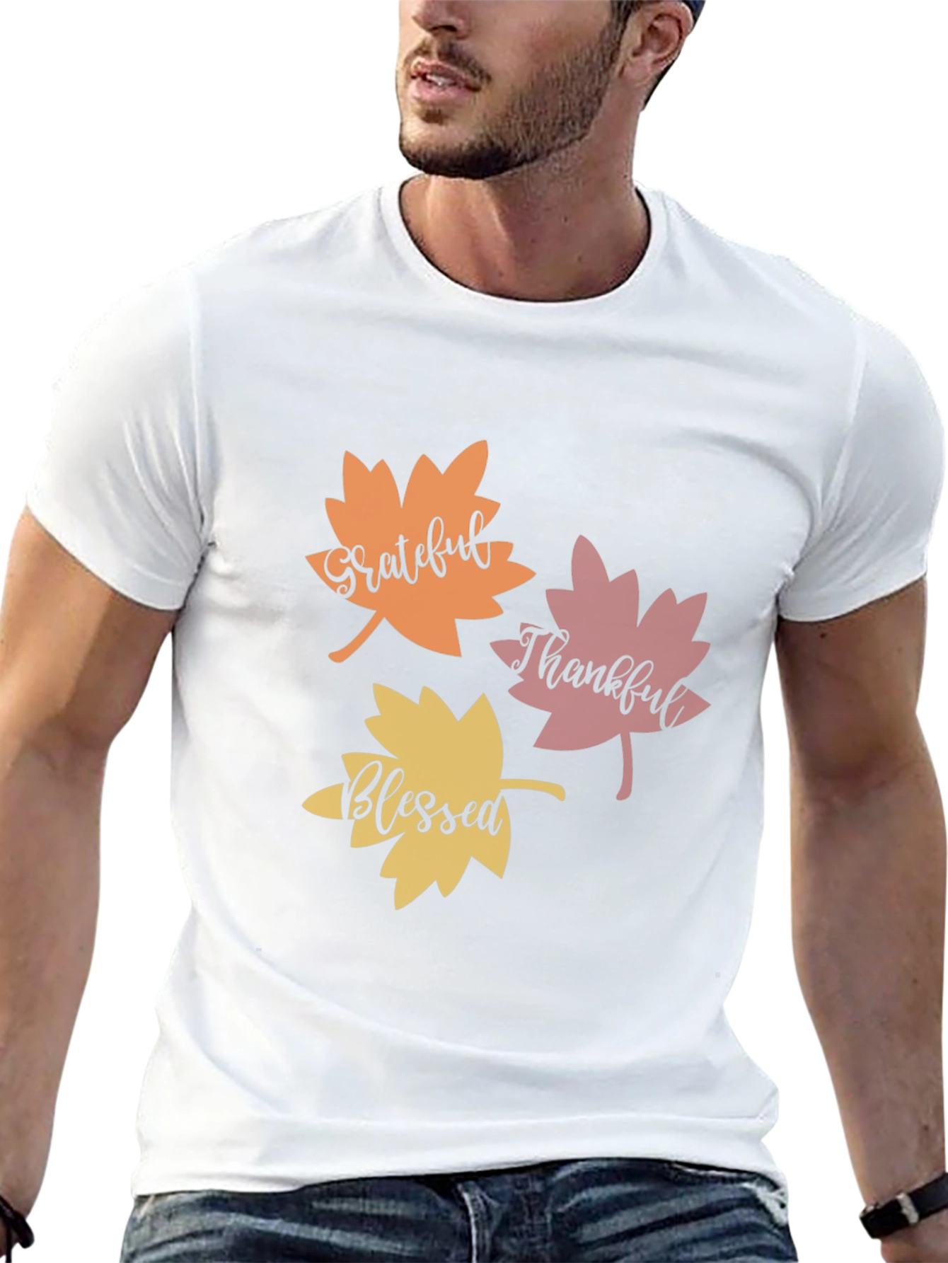Grateful Thankful Blessed Fall Leaves T-Shirt