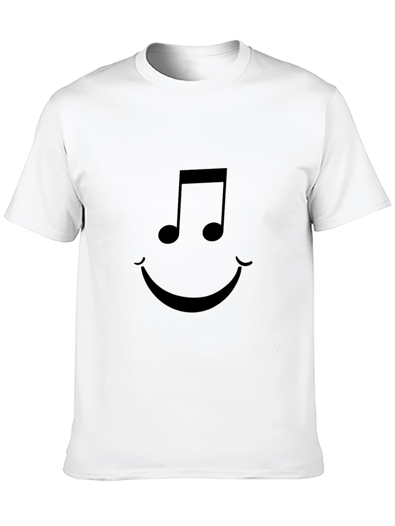 Musical Note Smiley Face Black T-Shirt