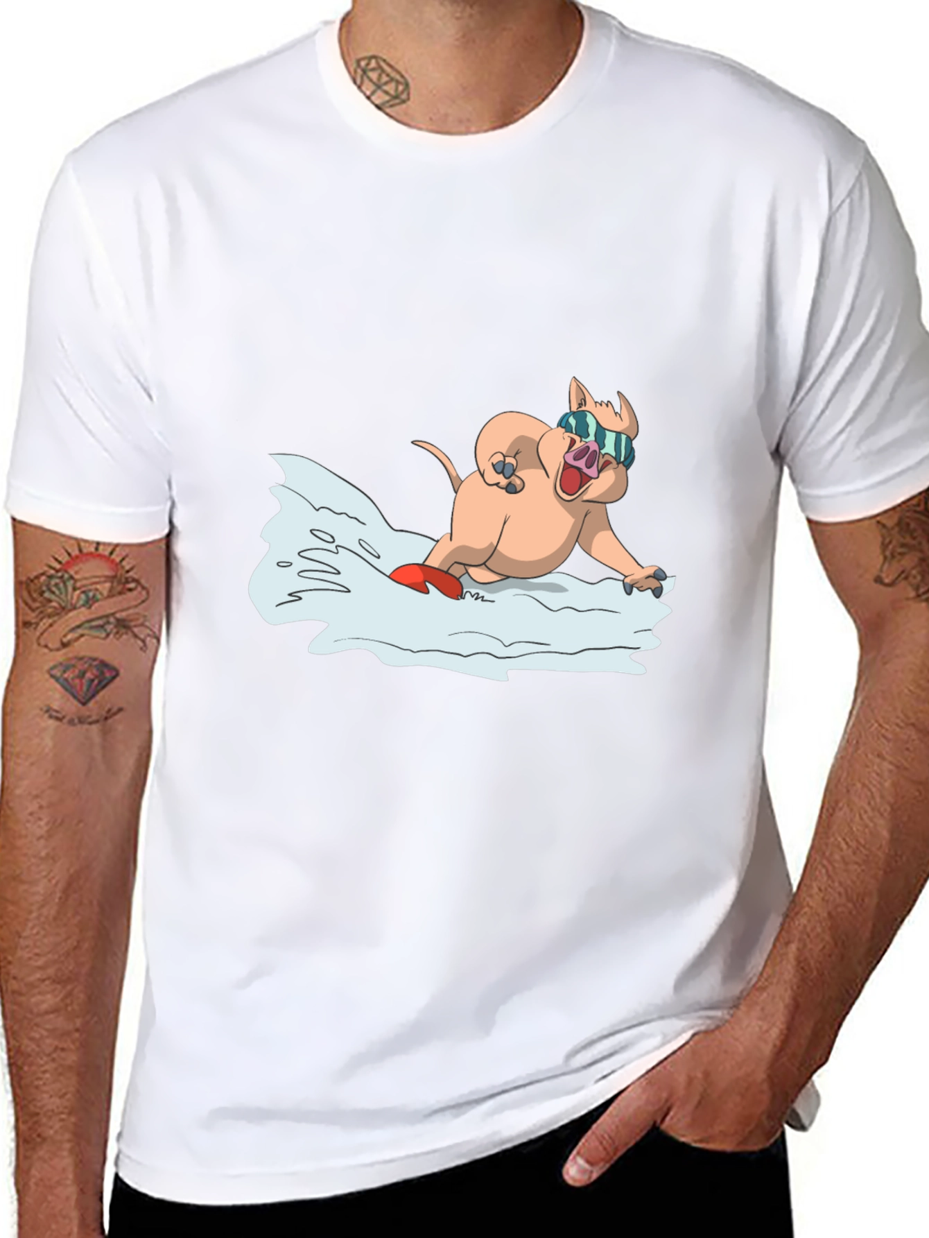 Cool Pig Snowboarding T-Shirt - Black