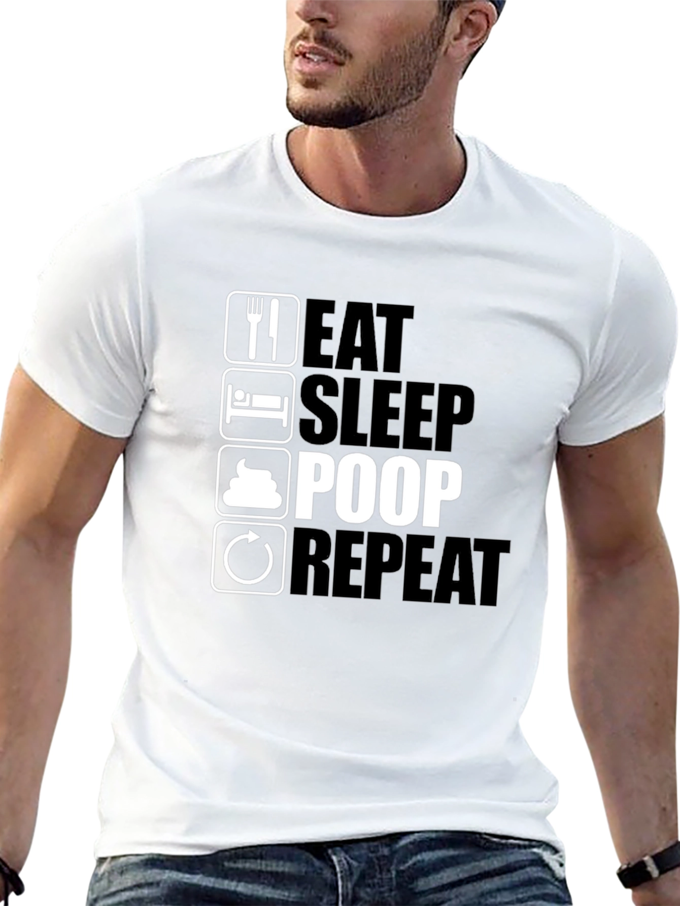 Eat Sleep Poop Repeat Black T-Shirt