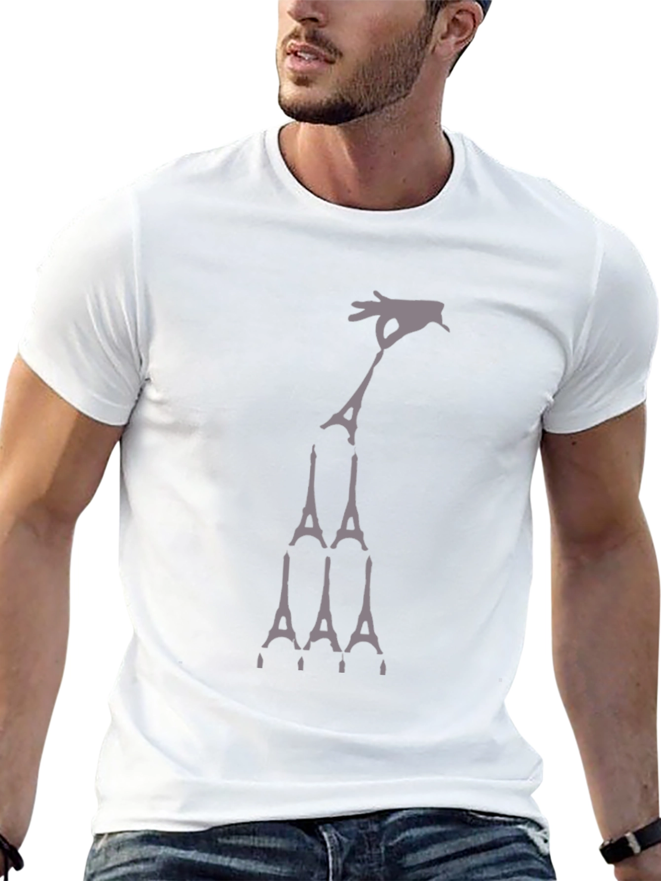 Eiffel Tower Hand Black T-Shirt