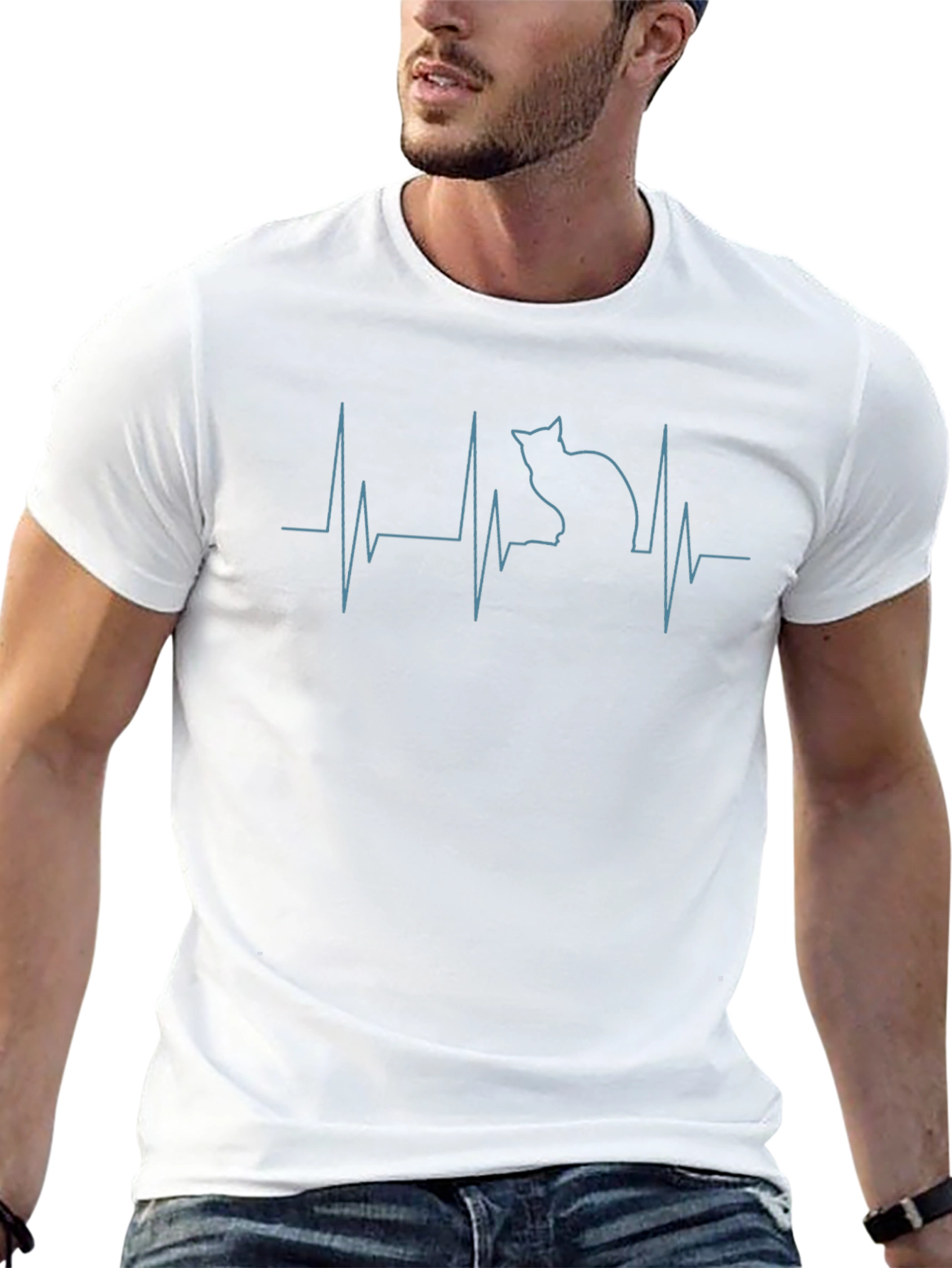Cat Heartbeat T-Shirt - Purrfect for Cat Lovers!