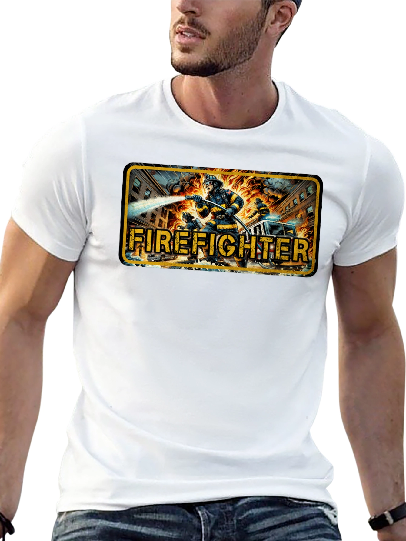 Firefighter Graphic T-Shirt - Heroic Design
