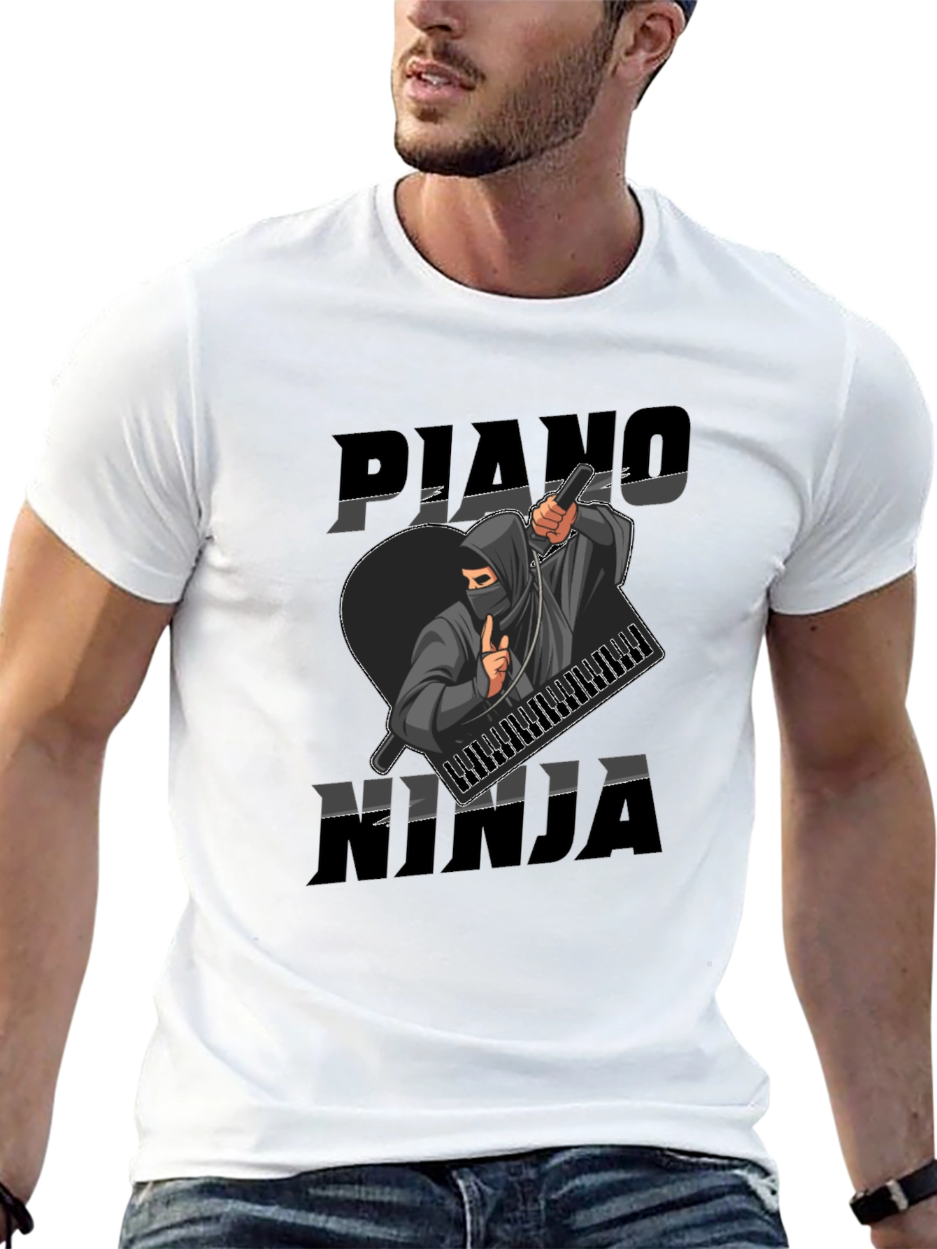 Piano Ninja Graphic Tee - Musician Style T-Shirt