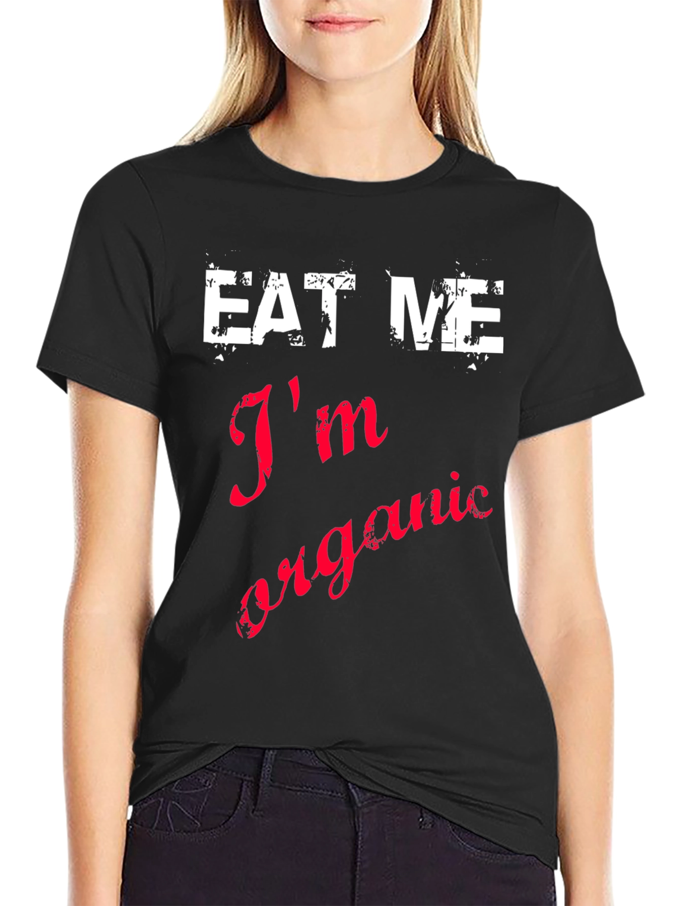 Eat Me Im Organic Black Cotton T-Shirt