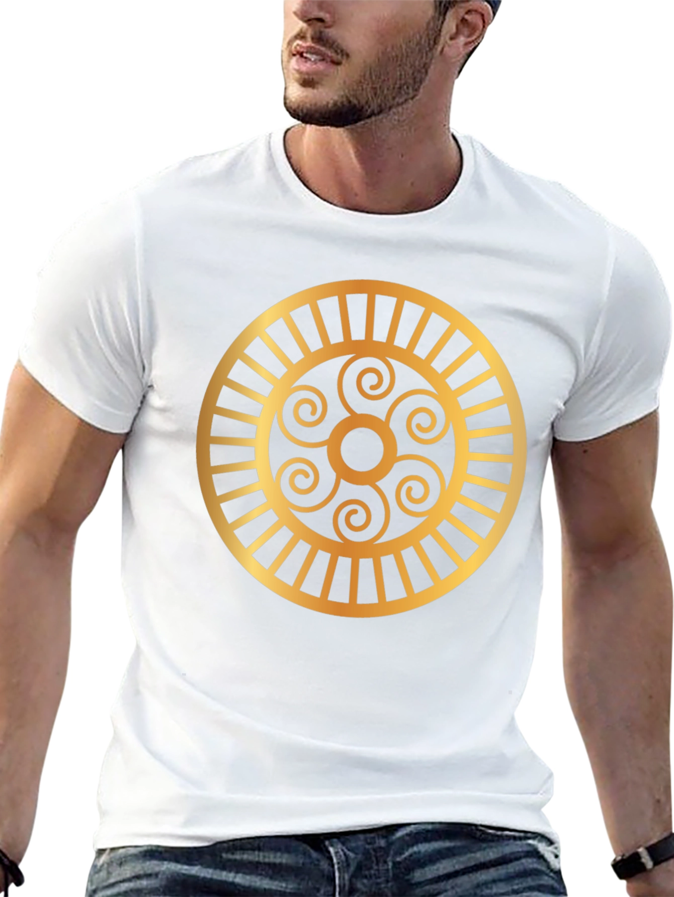 Golden Spirals Graphic Tee - Black