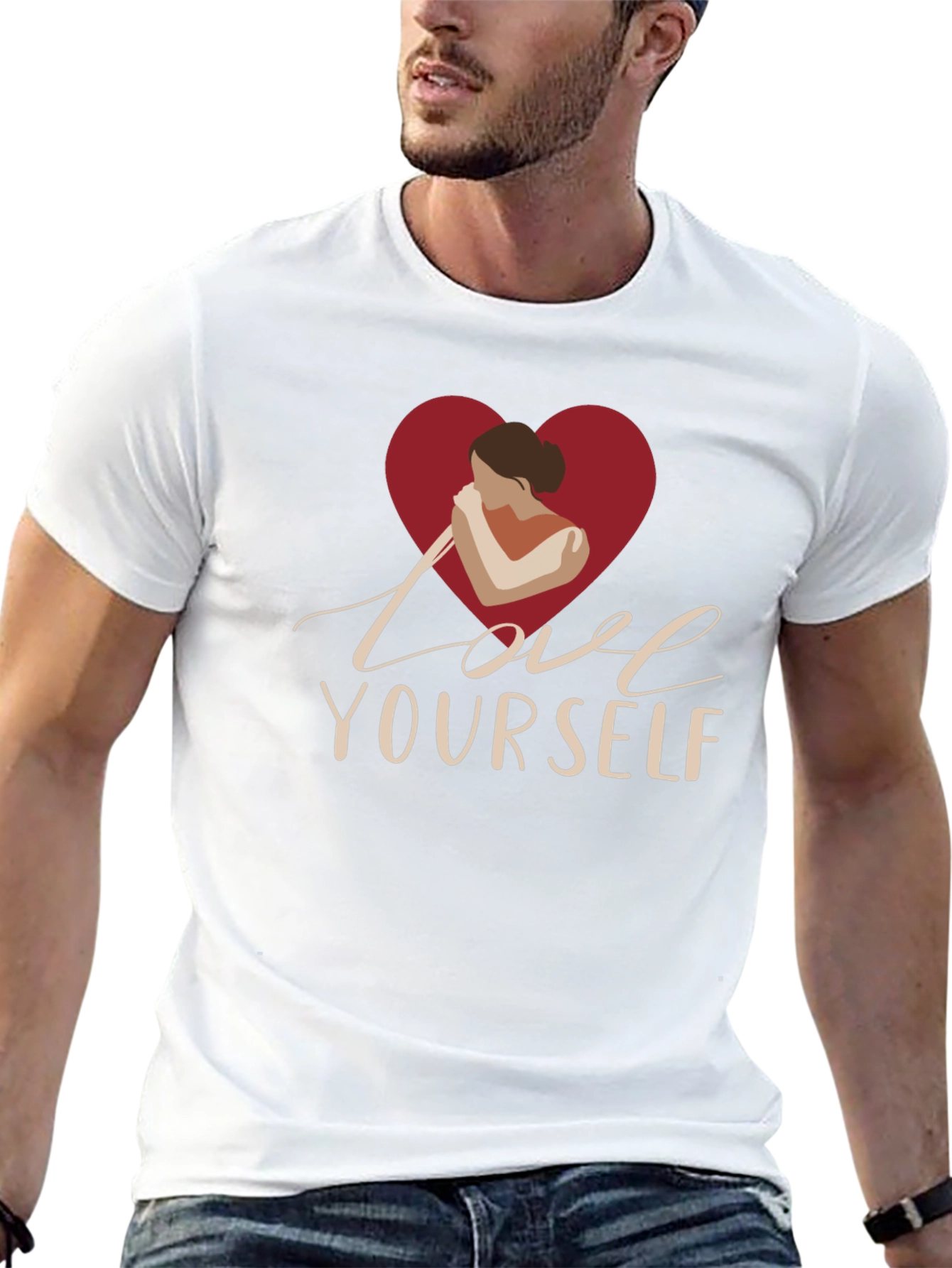 Love Yourself Graphic Print Black T-Shirt