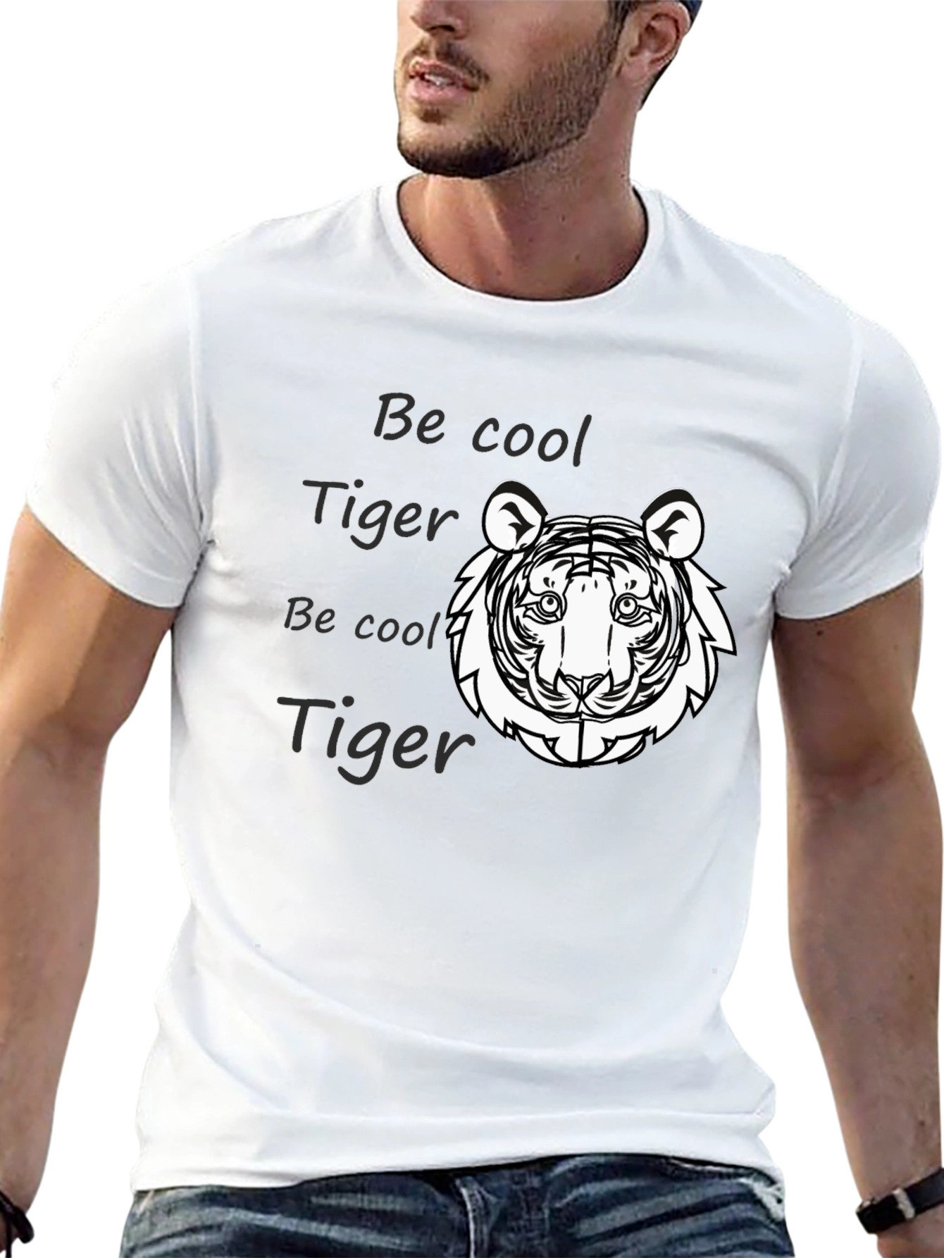 Cool Tiger Graphic Tee - Black Cotton Comfort