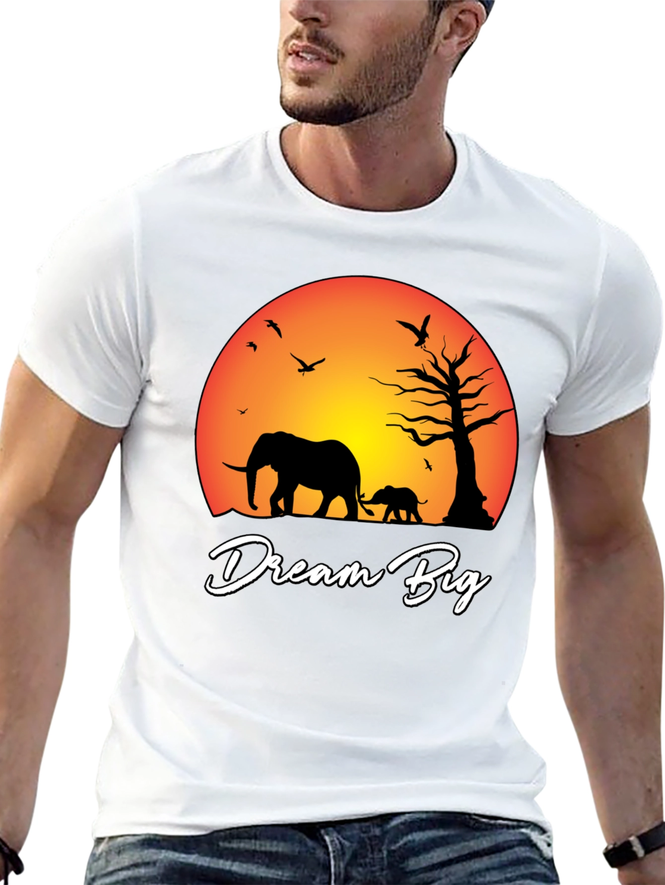 Dream Big Elephant Graphic Tee - Black