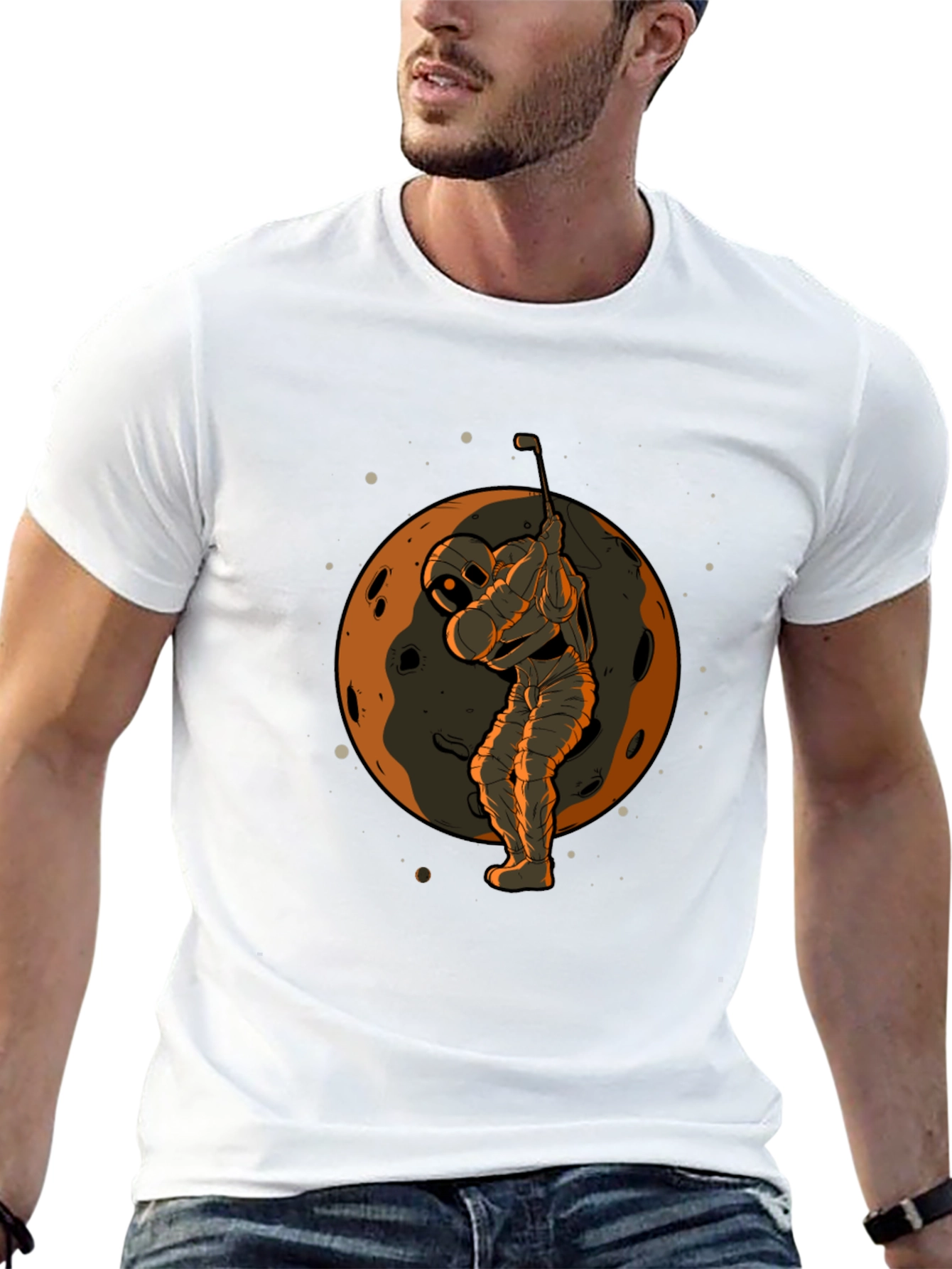 Astronaut Golfing on Moon Graphic T-Shirt