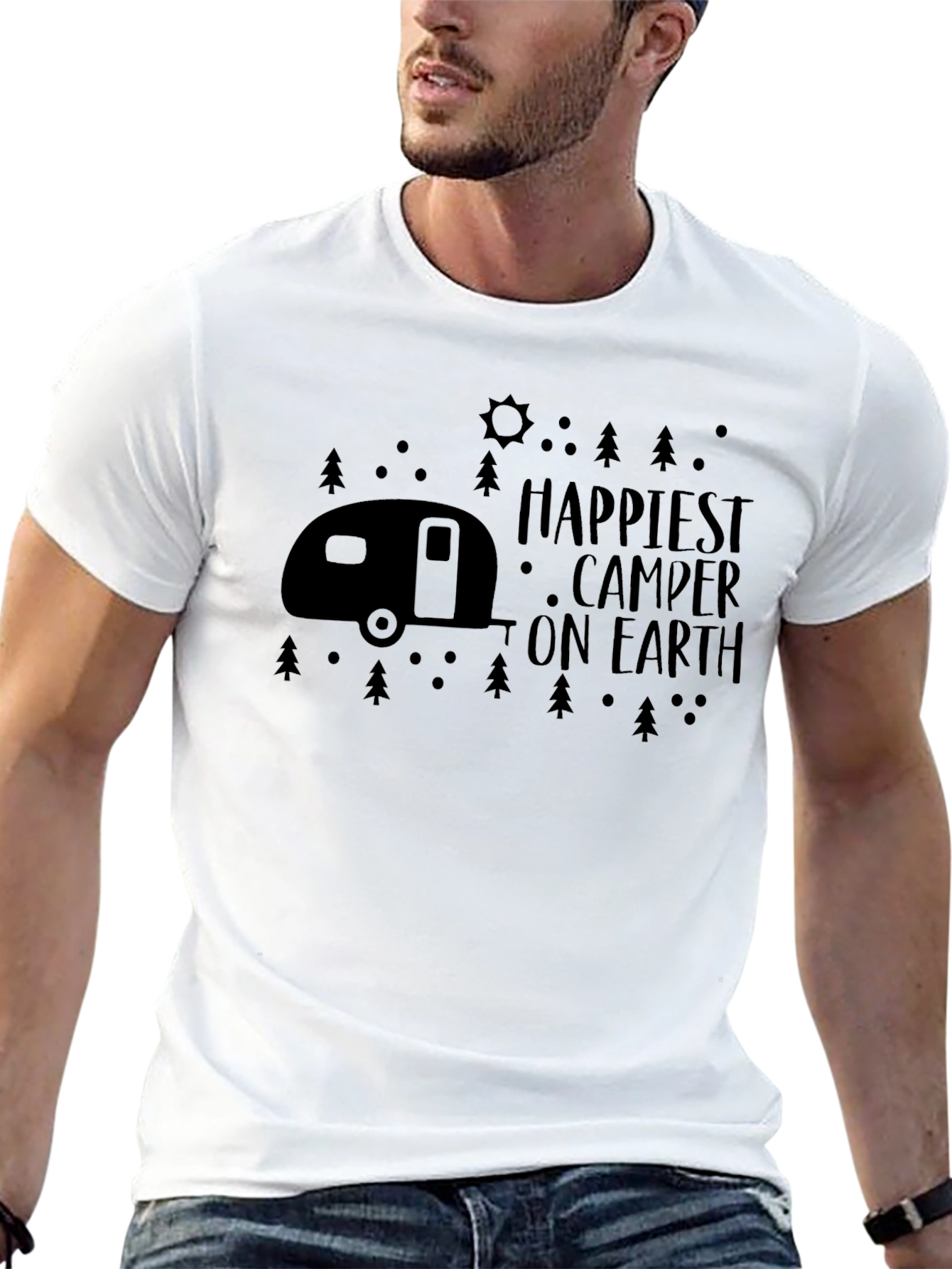 Happiest Camper on Earth Black Graphic T-Shirt