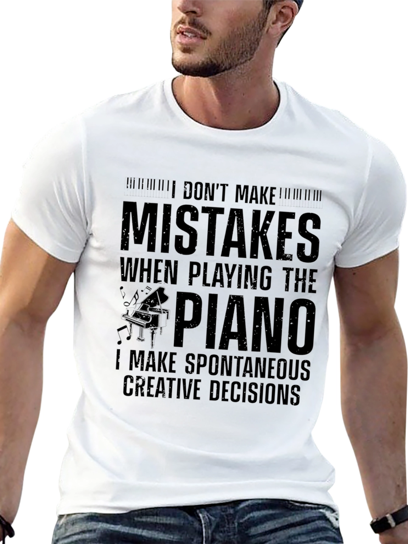 Funny Piano Player T-Shirt: Spontaneous Creative Decisions