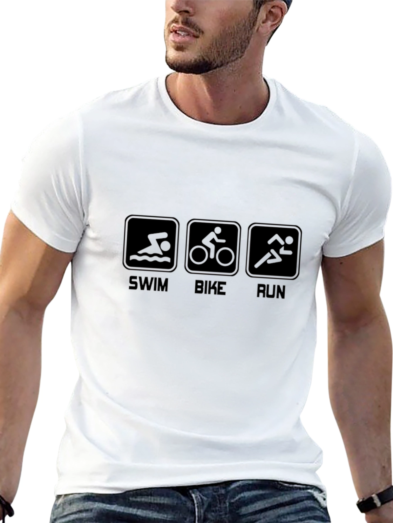 Triathlon Swim Bike Run Black T-Shirt