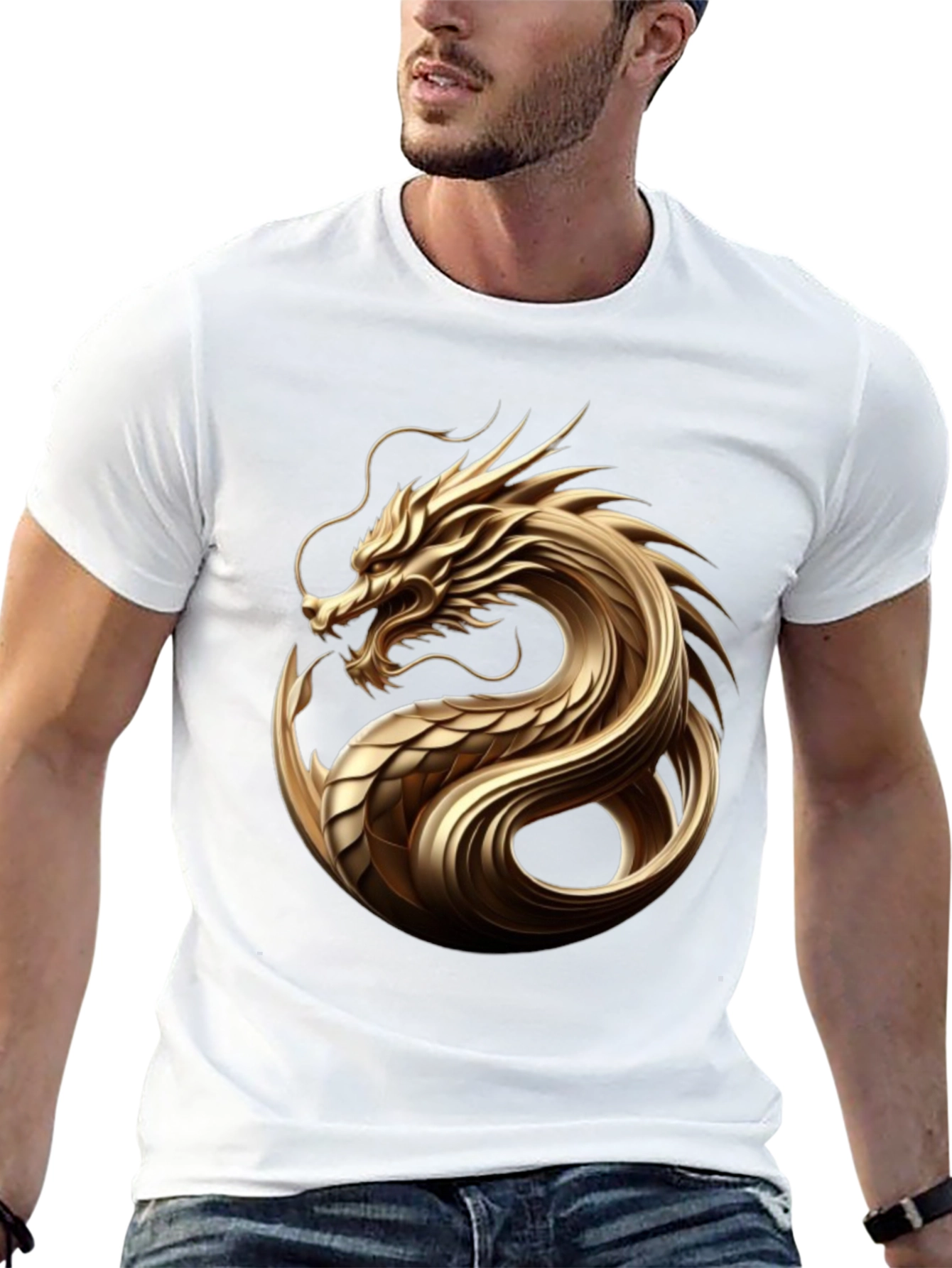 Golden Dragon Graphic Tee - Sleek Black T-Shirt