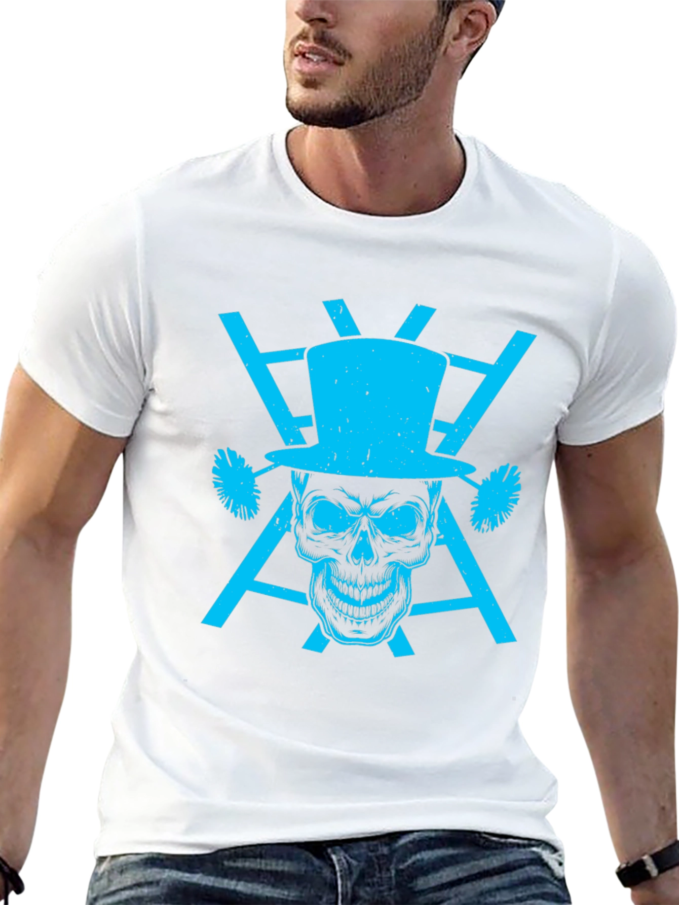 Skull Top Hat Graphic Tee - Mens Black T-Shirt