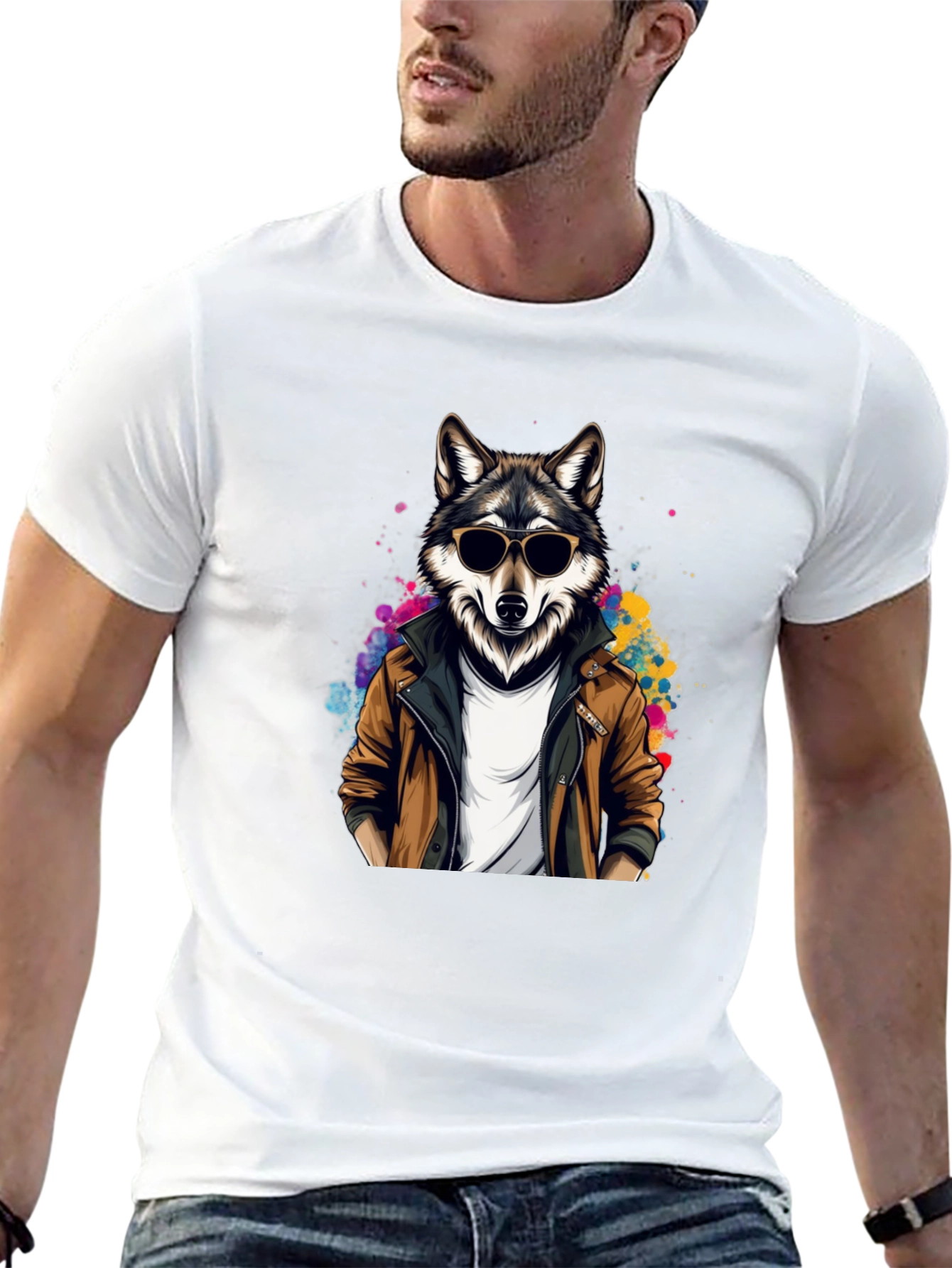 Cool Wolf in Leather Jacket T-Shirt