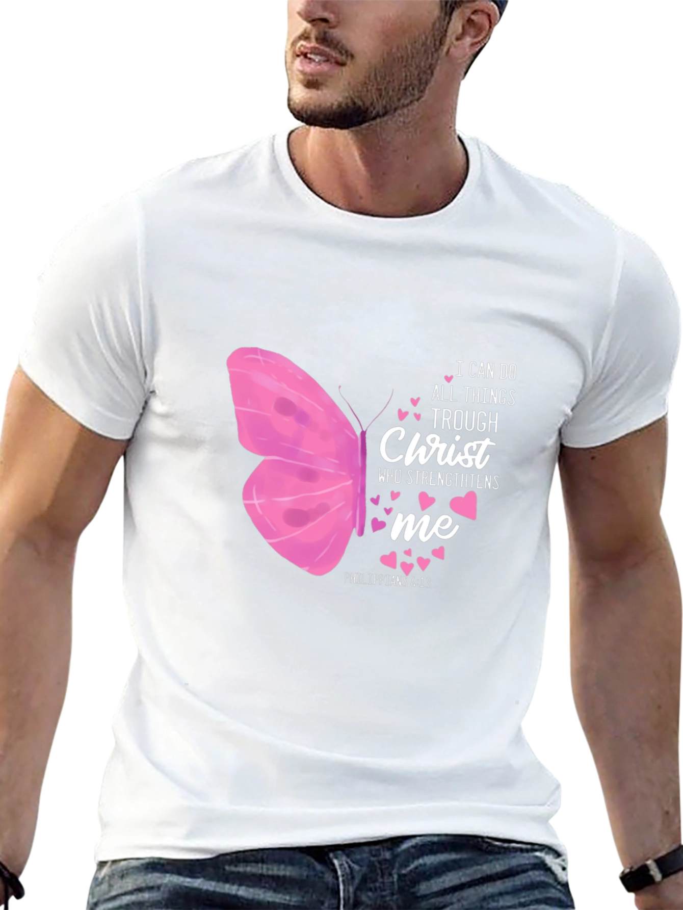I Can Do All Things Christ Butterfly Black T-Shirt
