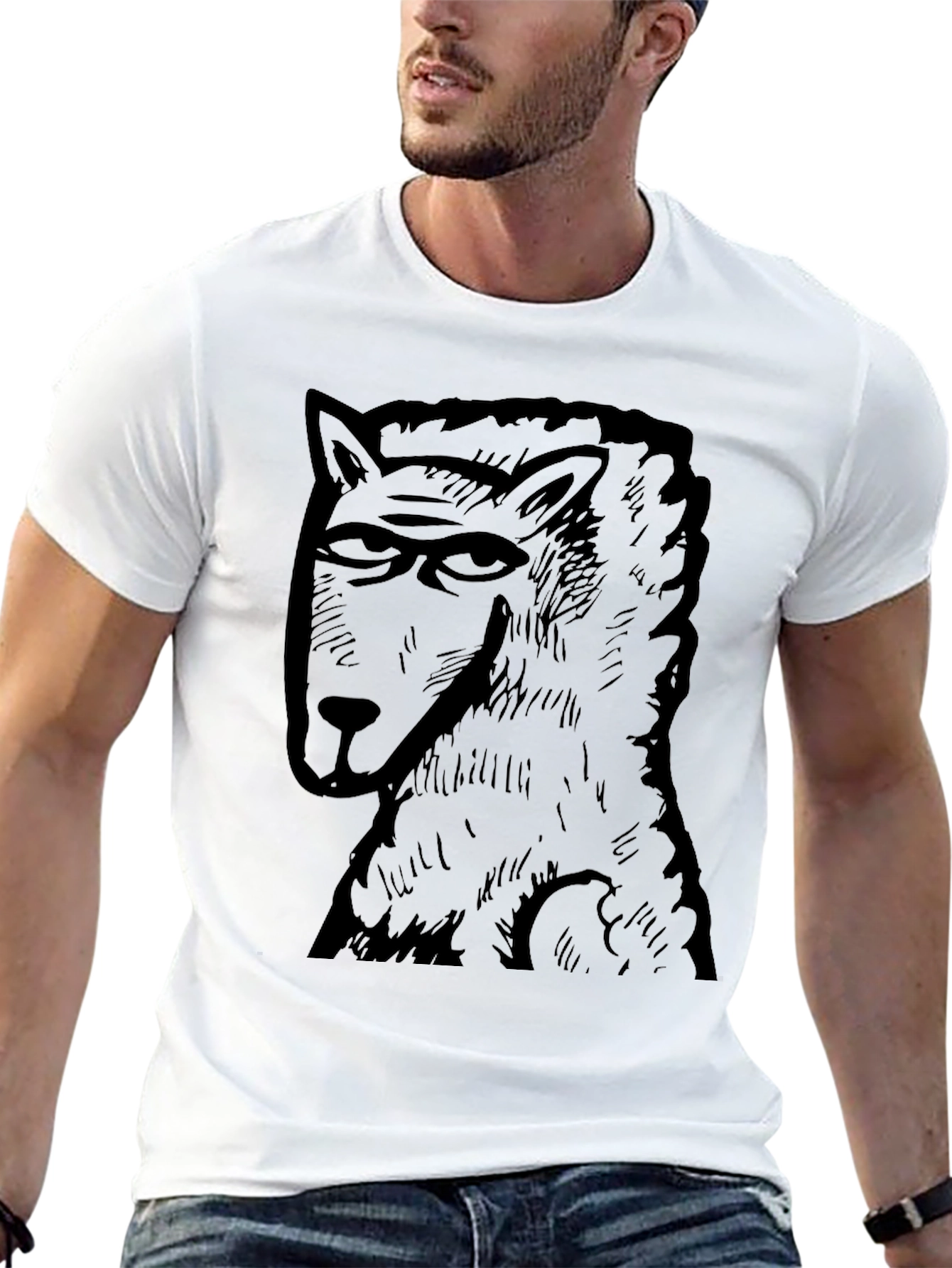 Wolf Graphic Tee - Mens Black Cotton T-Shirt