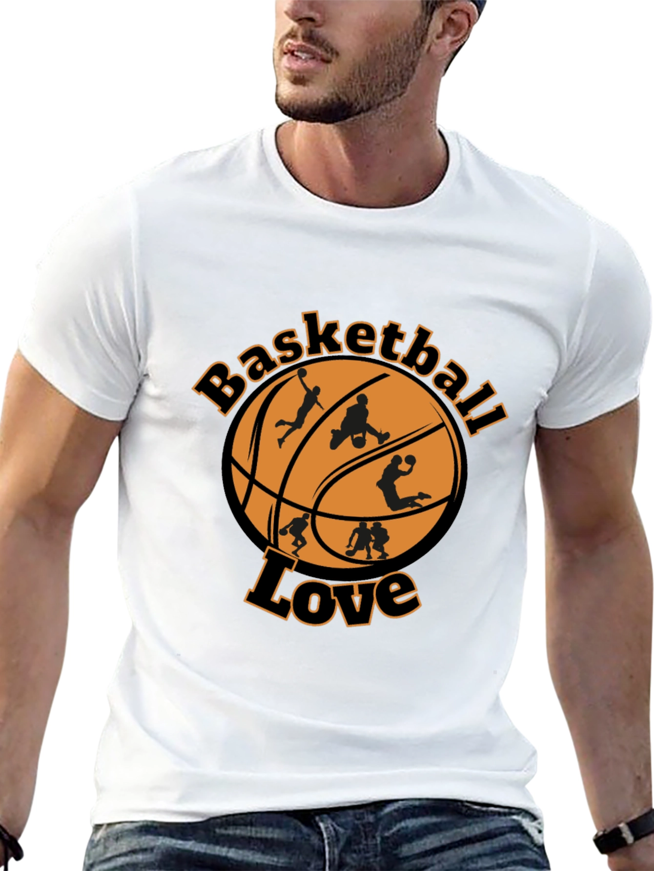 Basketball Love Graphic Tee - Black Cotton Blend Shirt