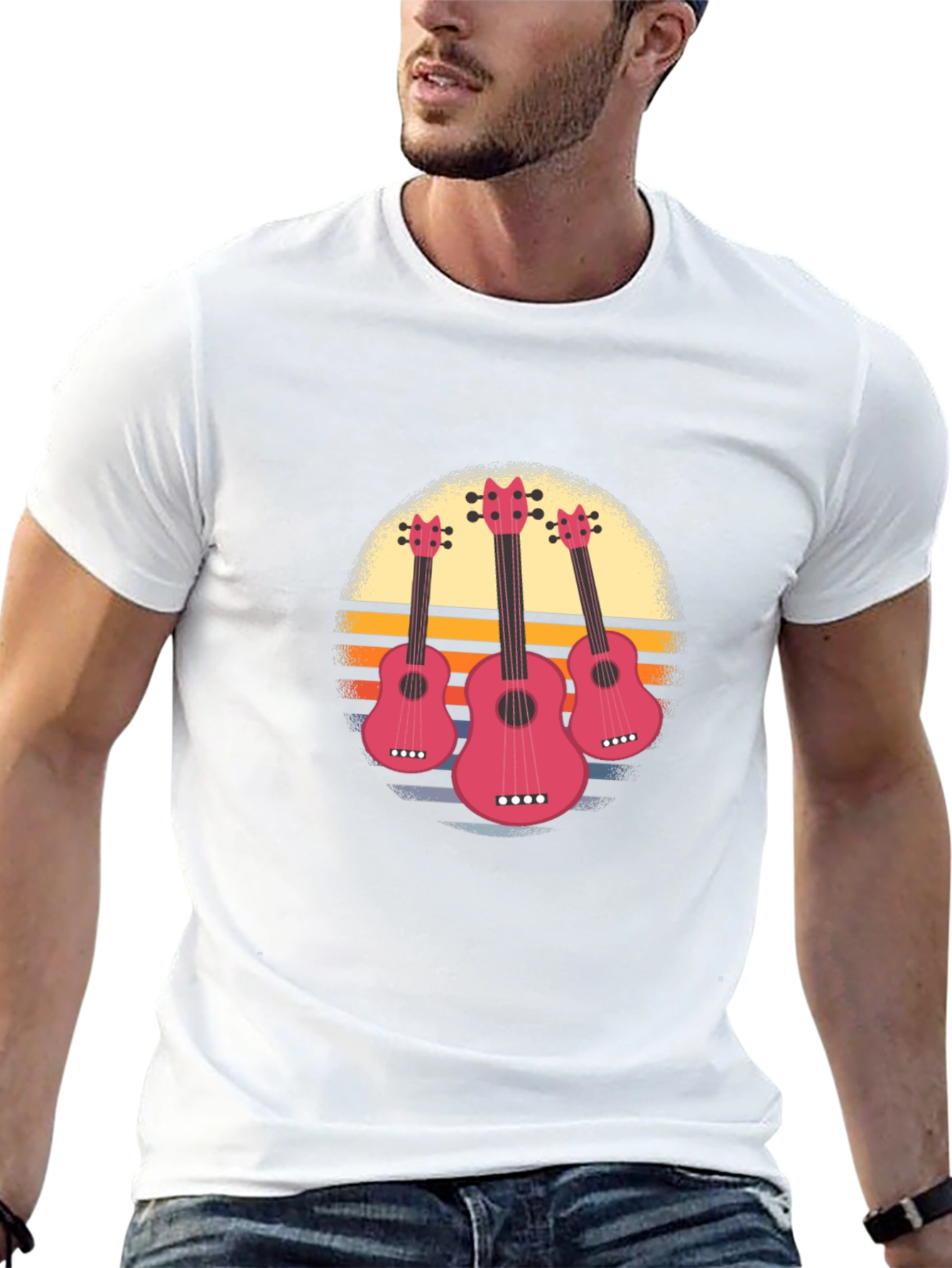 Sunset Ukulele Graphic Tee - Black