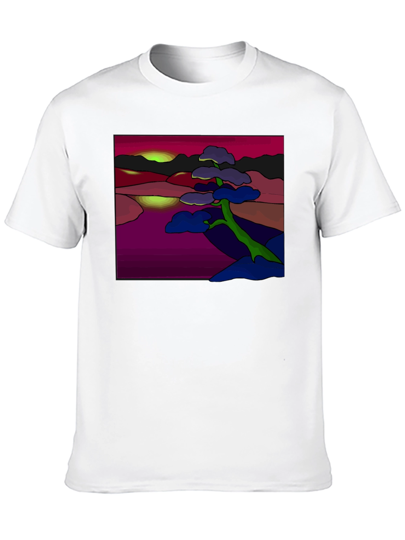 Abstract Landscape Graphic Tee - Black