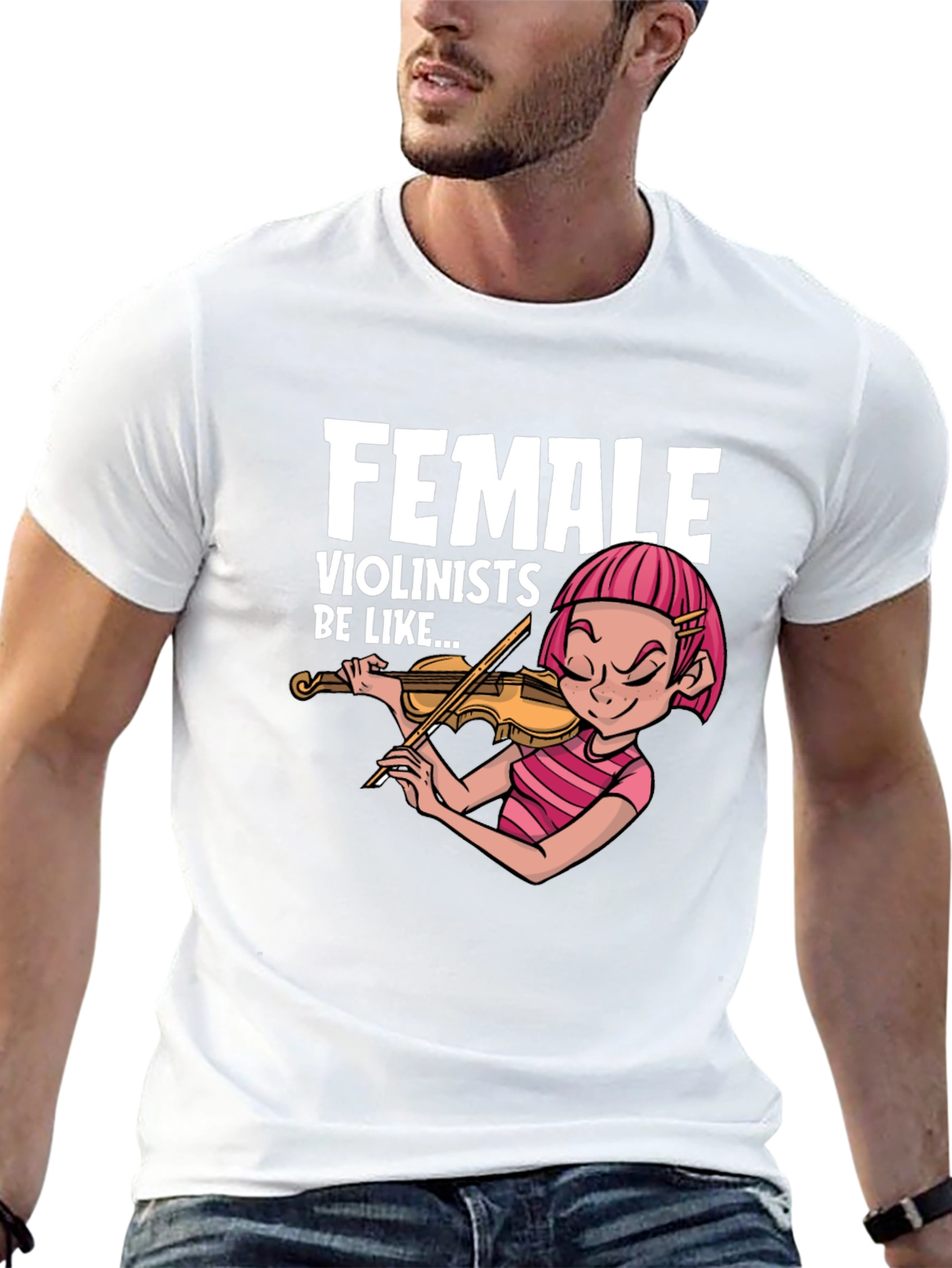 Funny Female Violinist Graphic Tee - Black