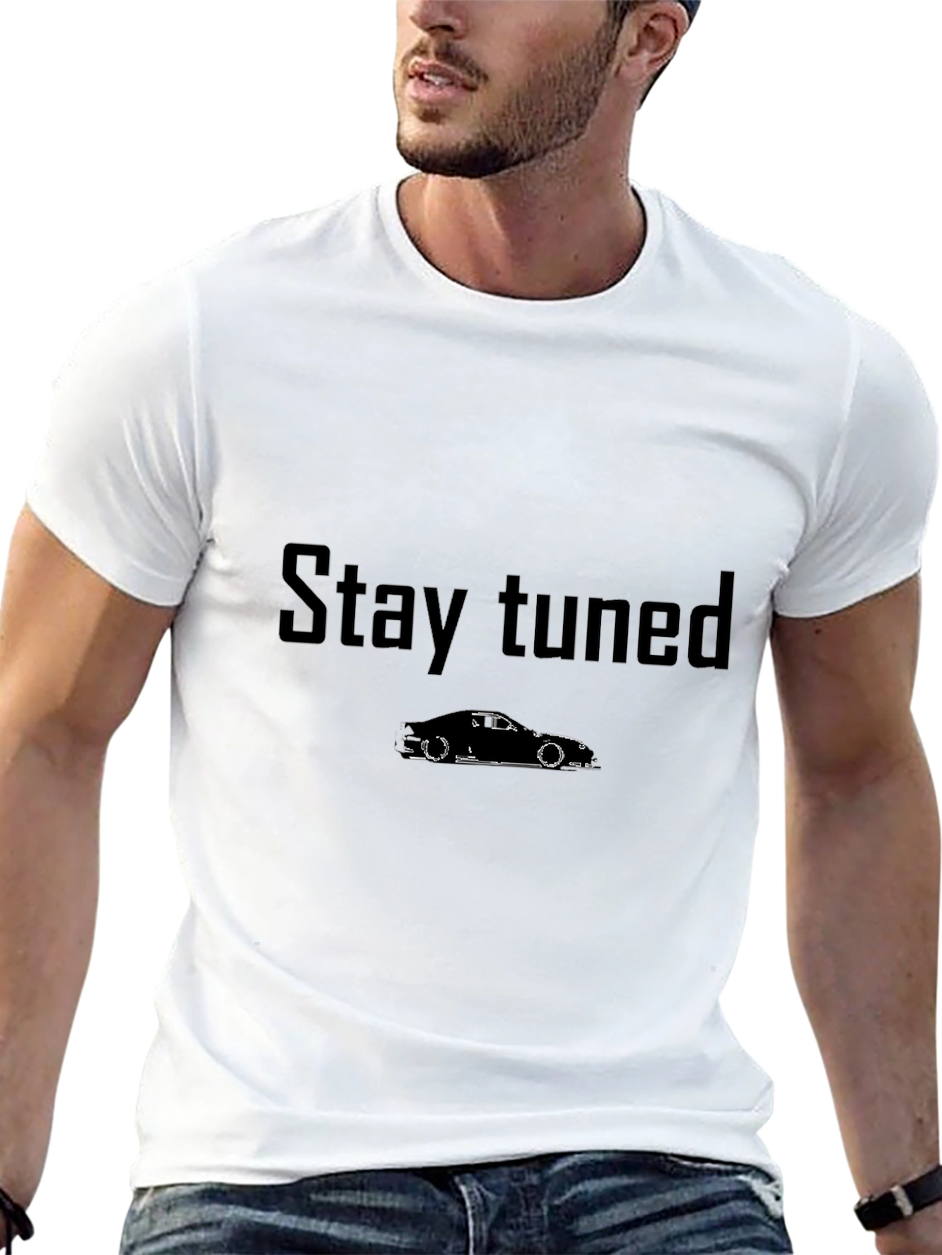 Stay Tuned Car Graphic Black T-Shirt
