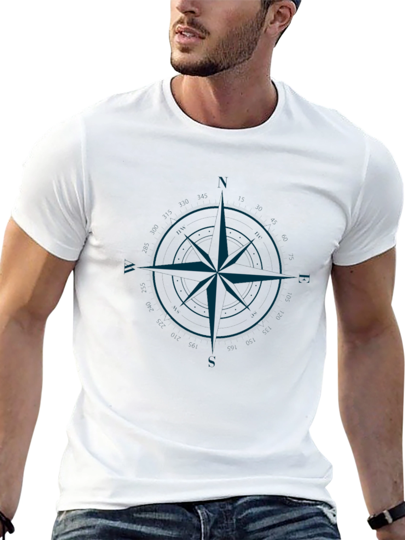 Compass Rose Graphic Tee - Black Cotton T-Shirt