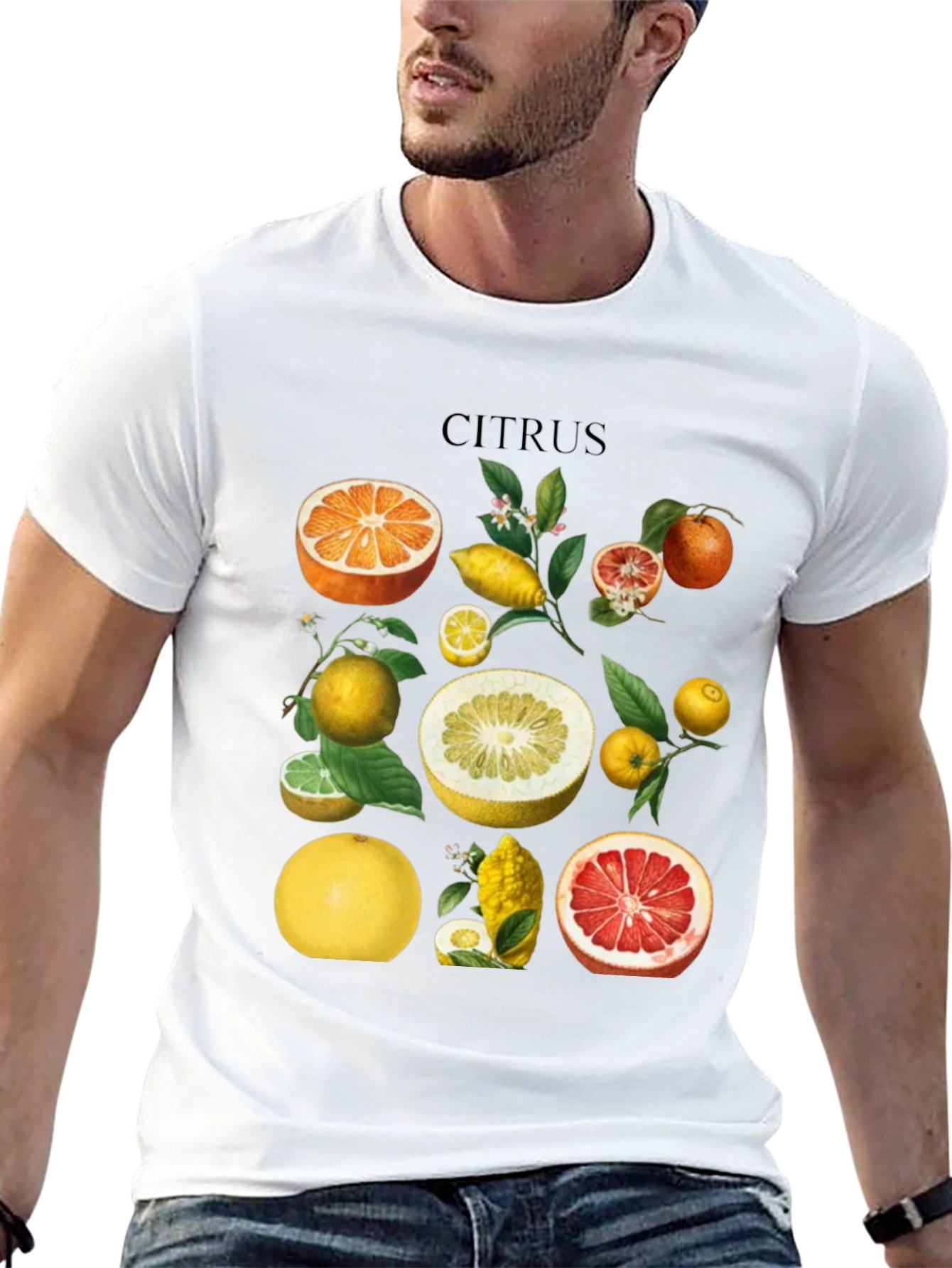 Citrus Fruit Graphic T-Shirt - Black Cotton Tee
