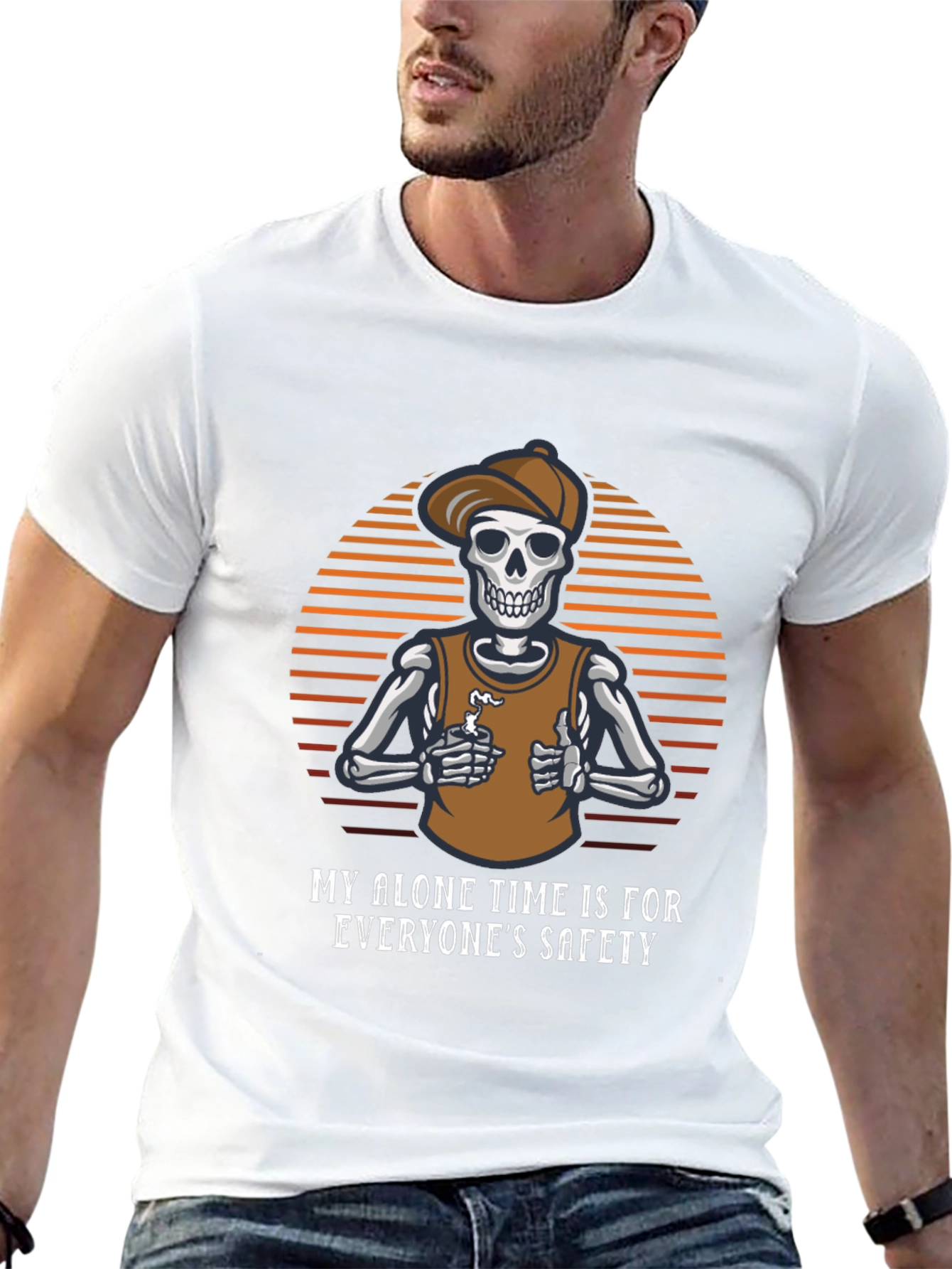 Funny Skeleton T-Shirt: Alone Time is Safety