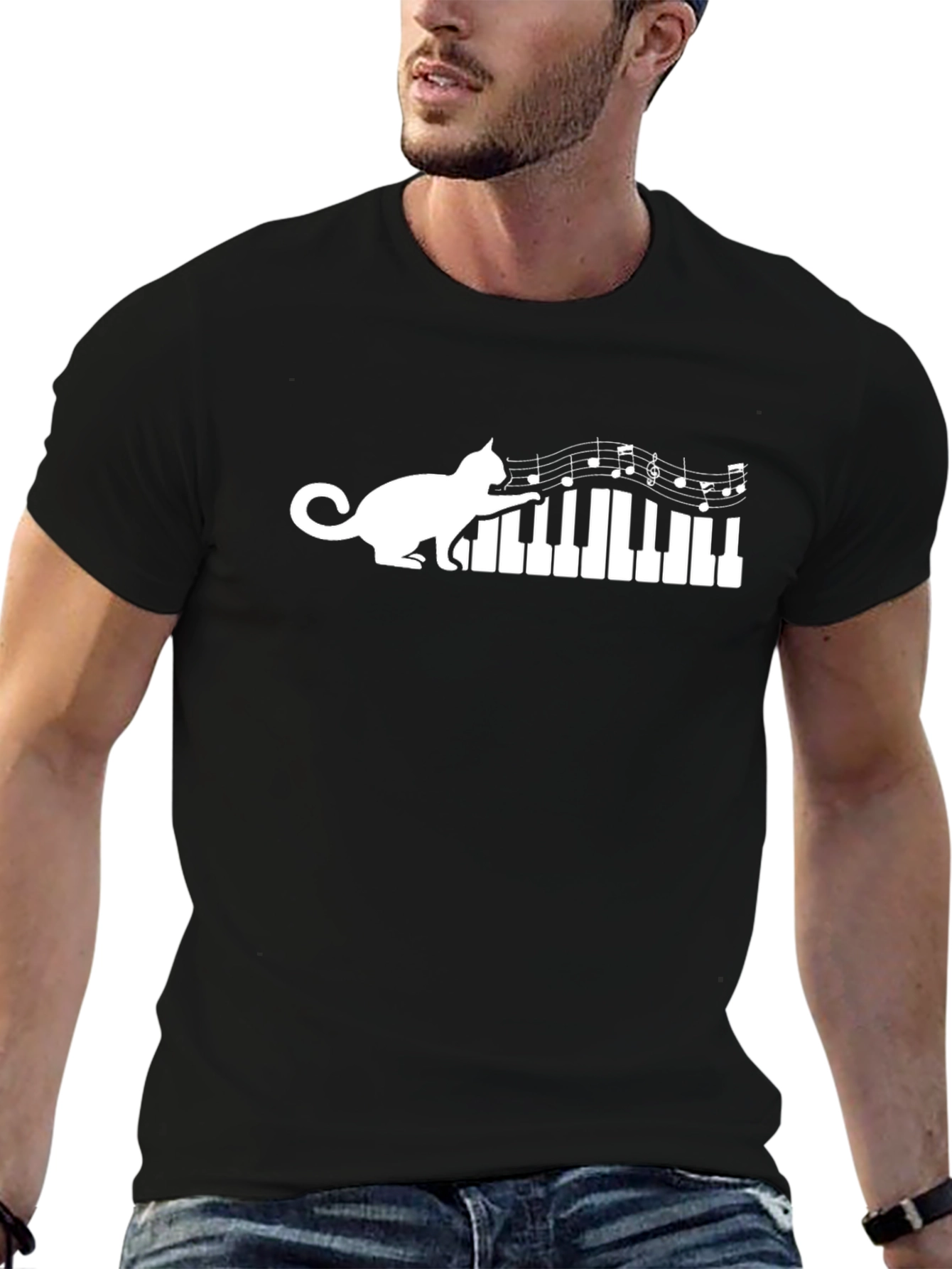 Cat Playing Piano T-Shirt - Unique Music Lover Tee