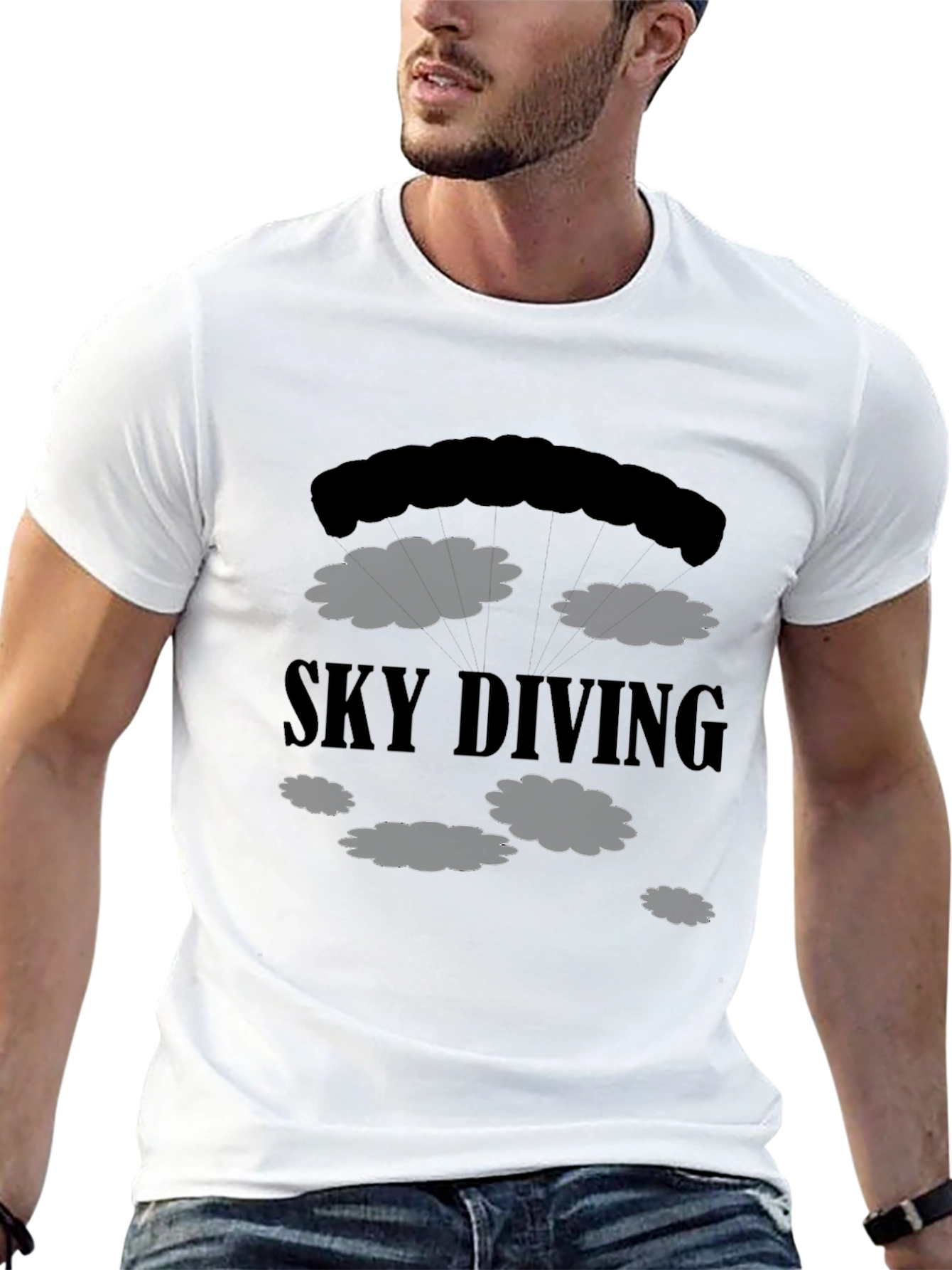 Skydiving Graphic Black T-Shirt