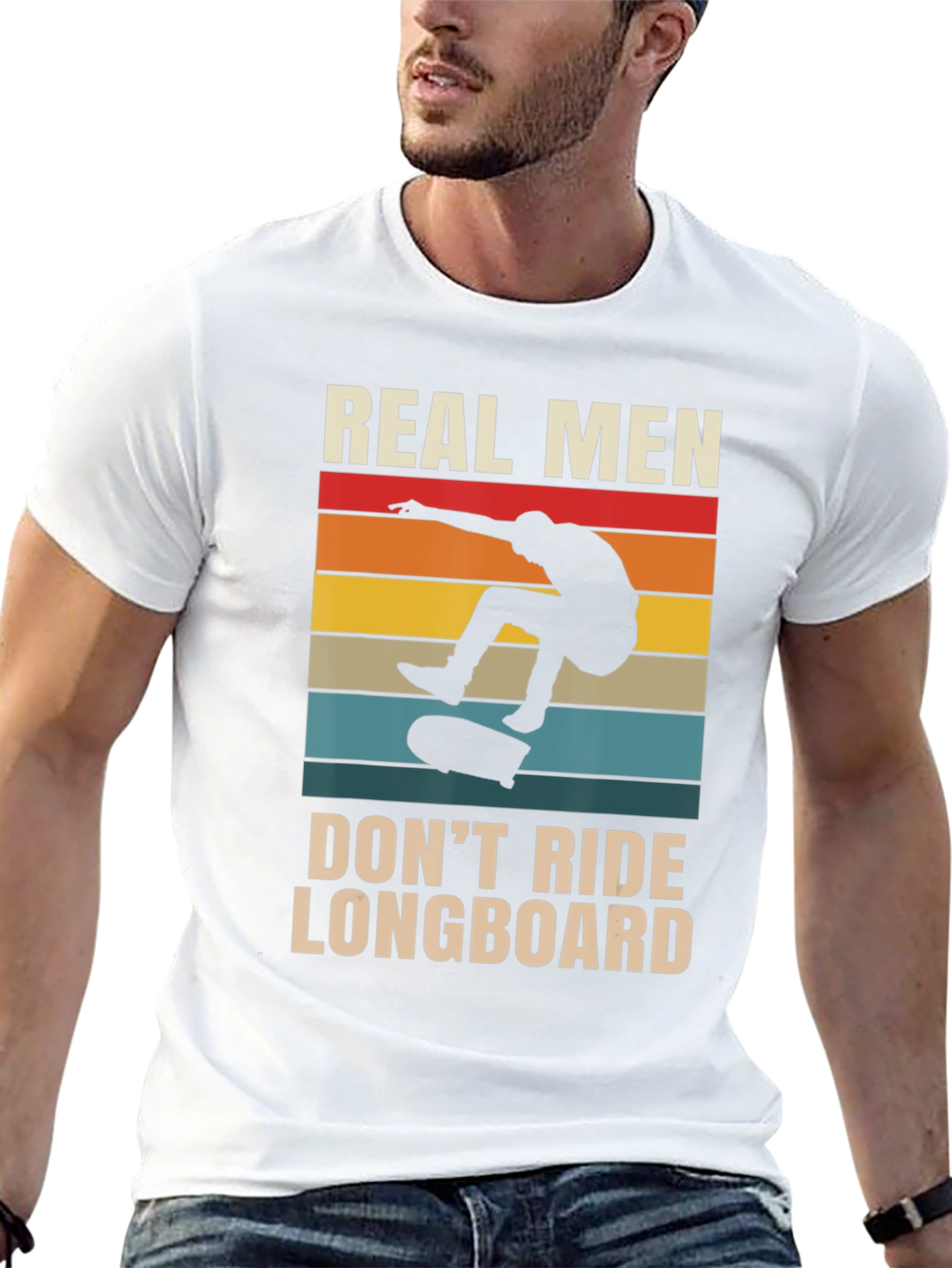 Real Men Dont Ride Longboard Black T-Shirt