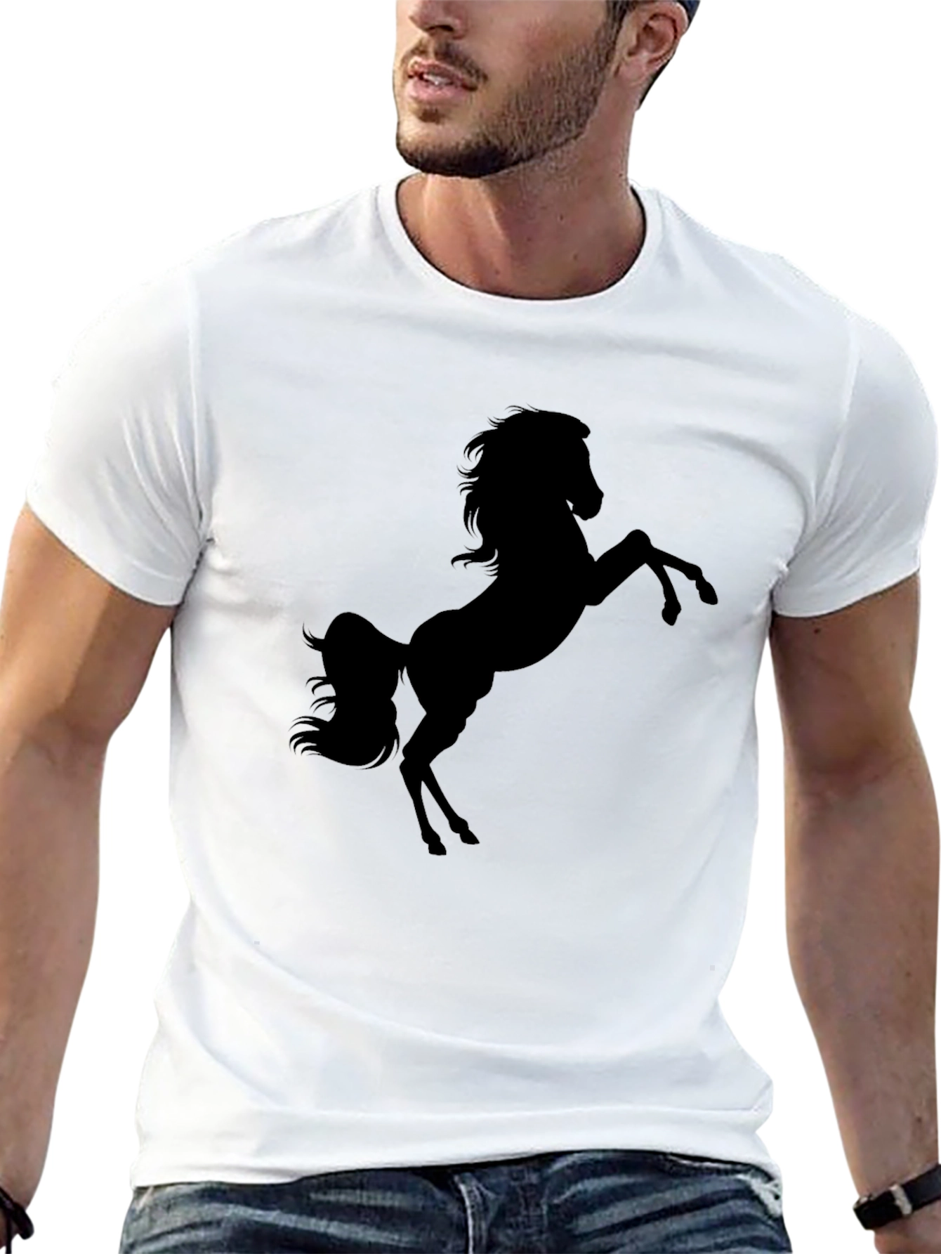 Black Horse Silhouette Graphic T-Shirt
