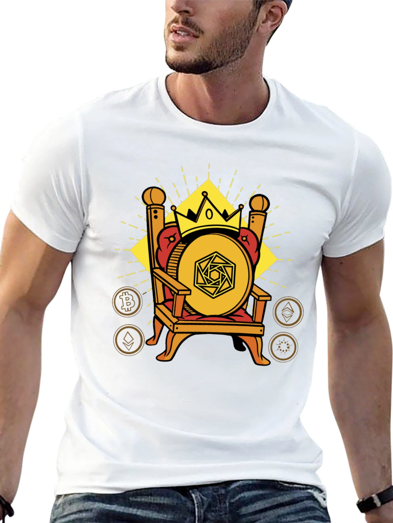 Crypto King T-Shirt - Bitcoin Throne Design