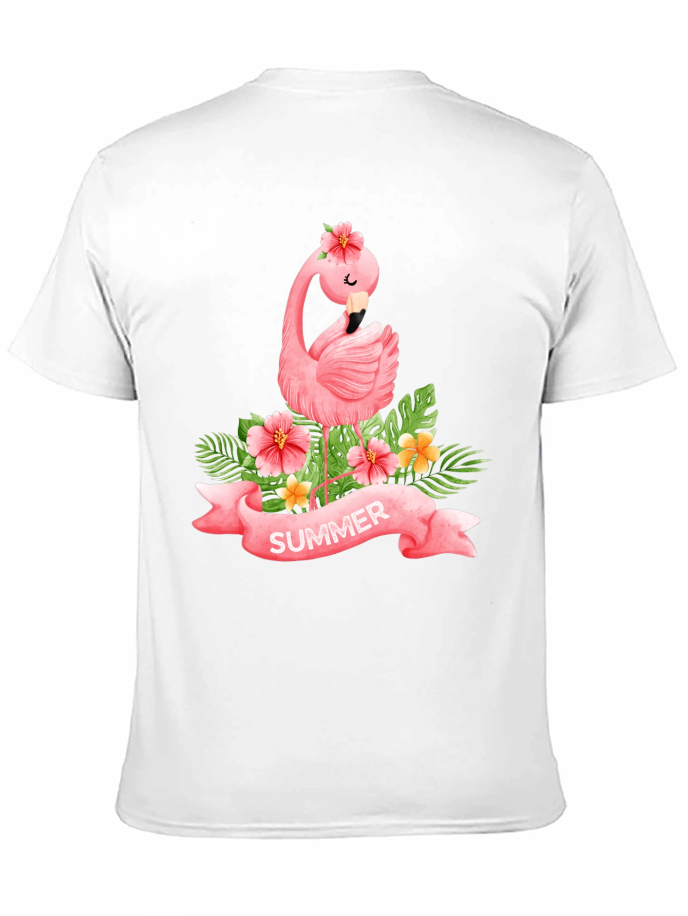 Summer Flamingo Black T-Shirt