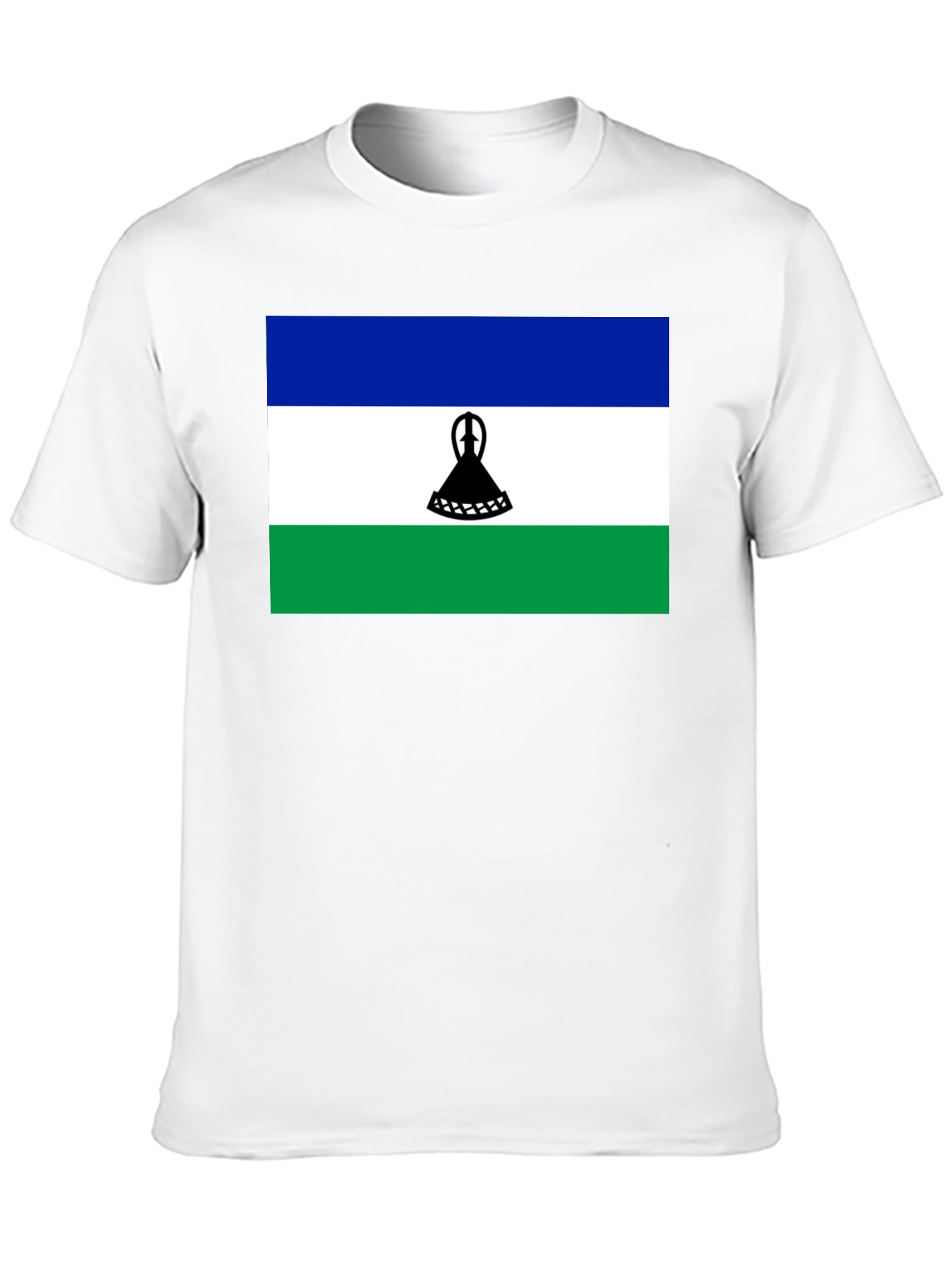 Lesotho Flag Graphic Tee - Black Cotton T-Shirt
