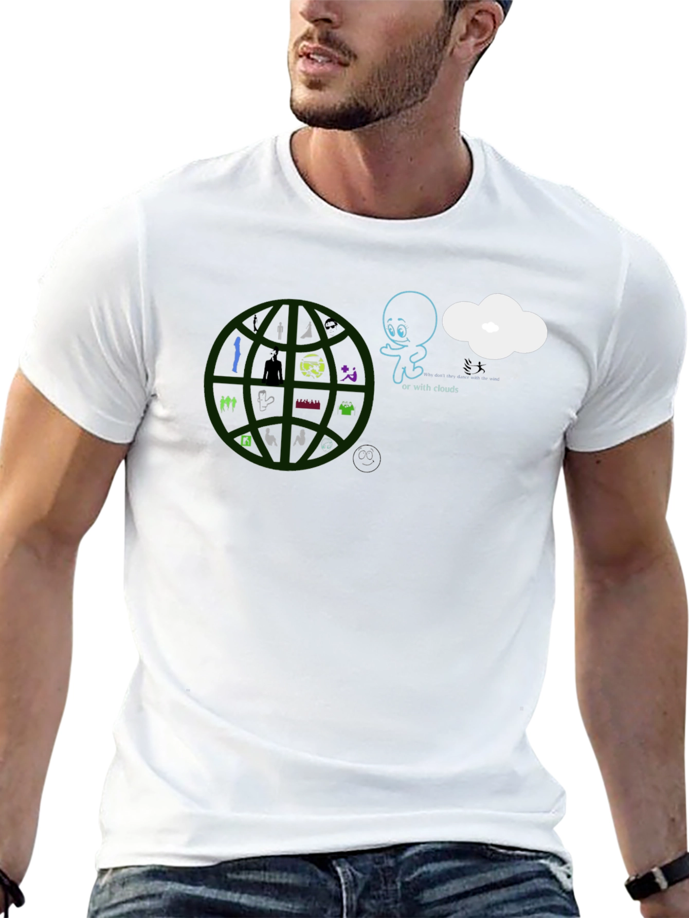 Graphic Print T-Shirt - or with clouds
