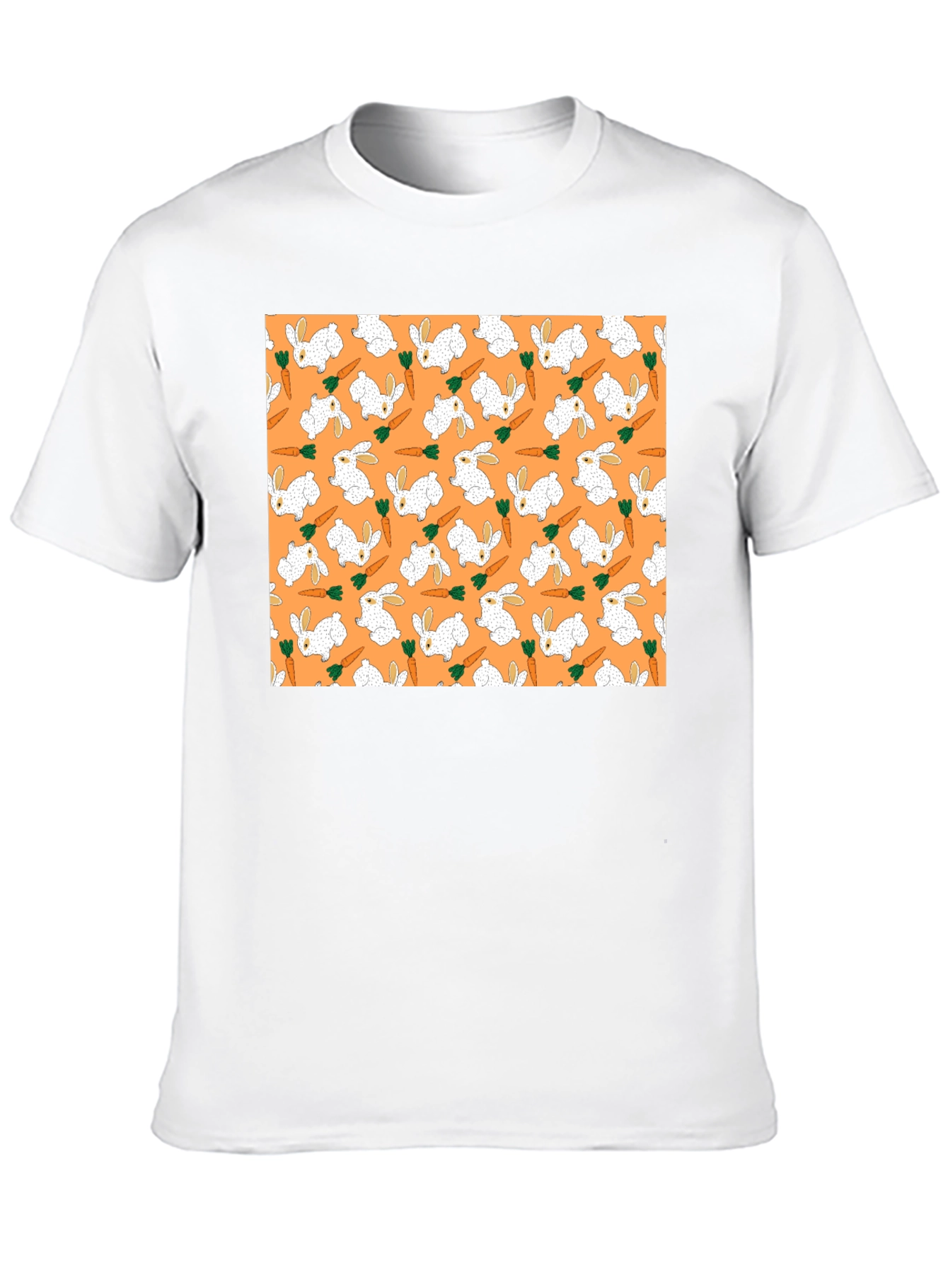 Rabbit & Carrot Patterned Black T-Shirt