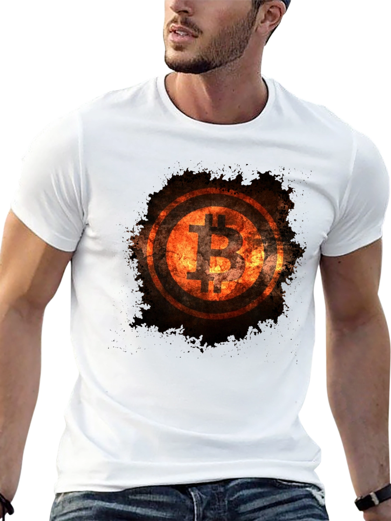 Bitcoin Flame Graphic Black T-Shirt